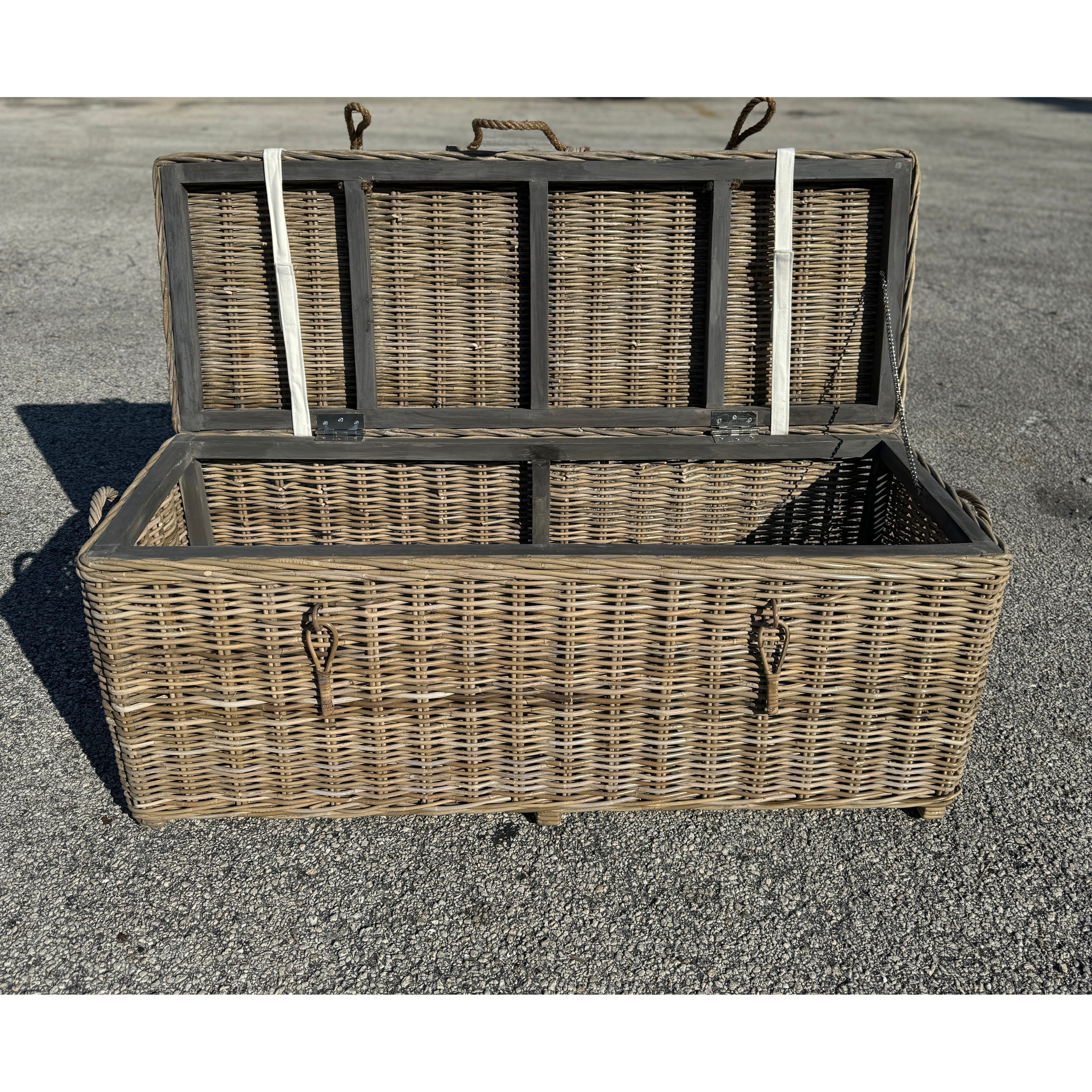 Key Largo Rattan Storage Bench With Cushion Broward Design Center