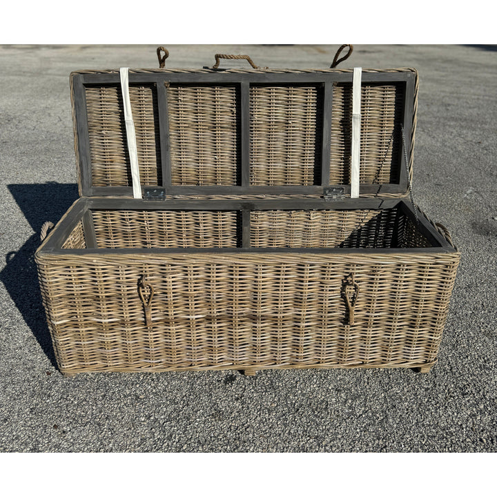 Key Largo Rattan Storage Bench With Cushion Broward Design Center