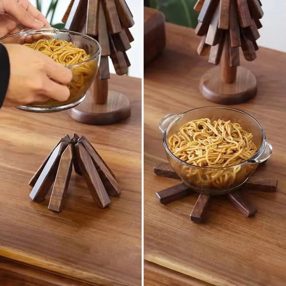 Convertible Wooden Trivet / Foldable Heat-Resistant Stand Kannoa