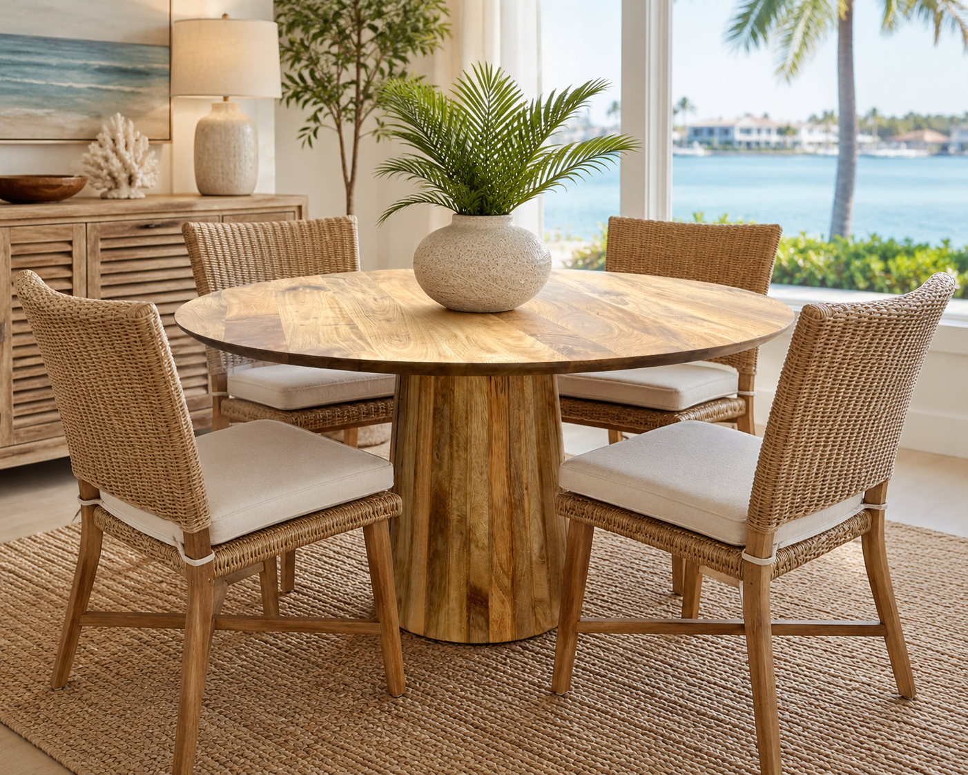 Mango Wood Dining Table (round)- 47 x 47 x 30 in