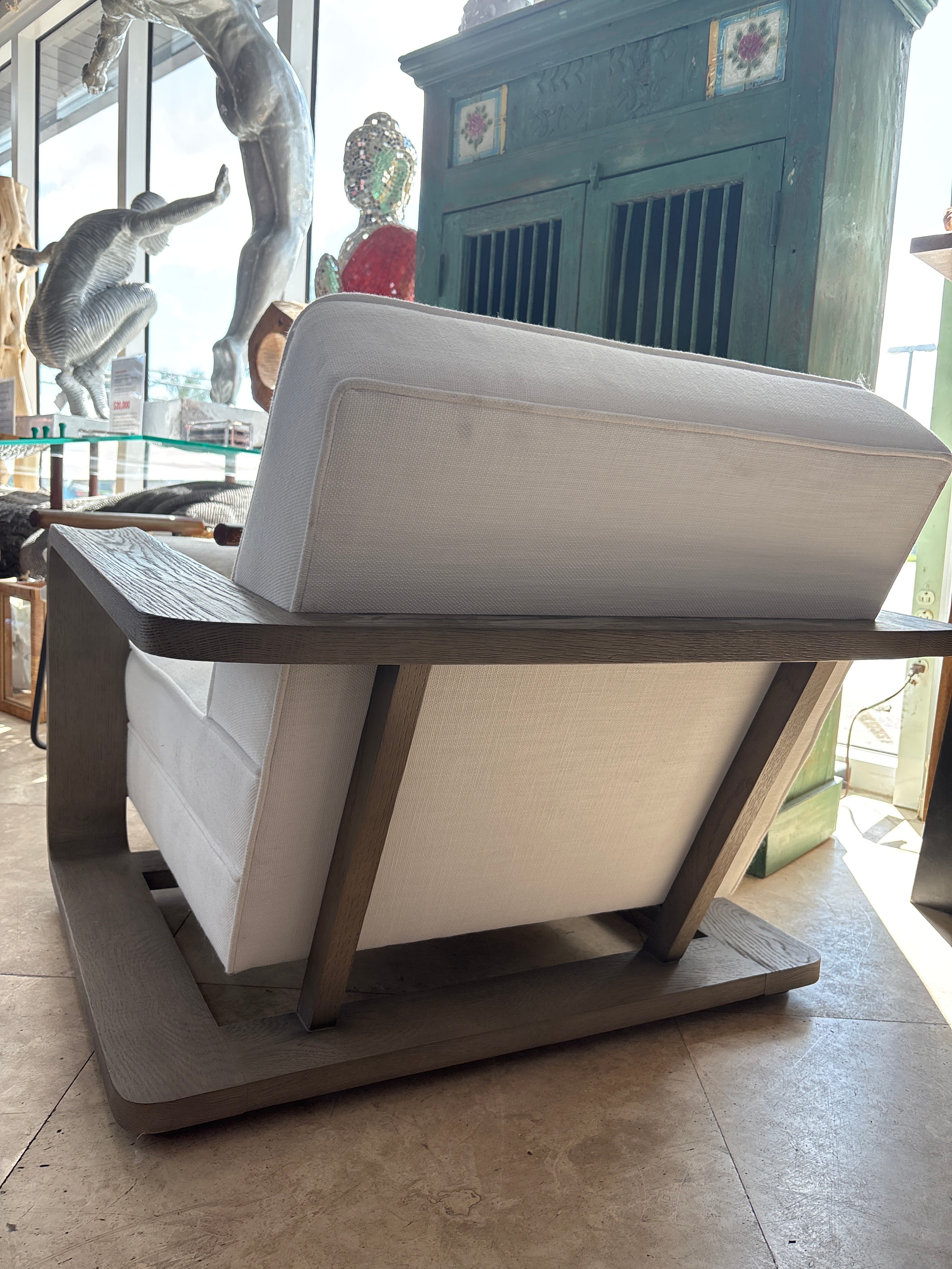 White Linen Arm Chair The Broward Design Center