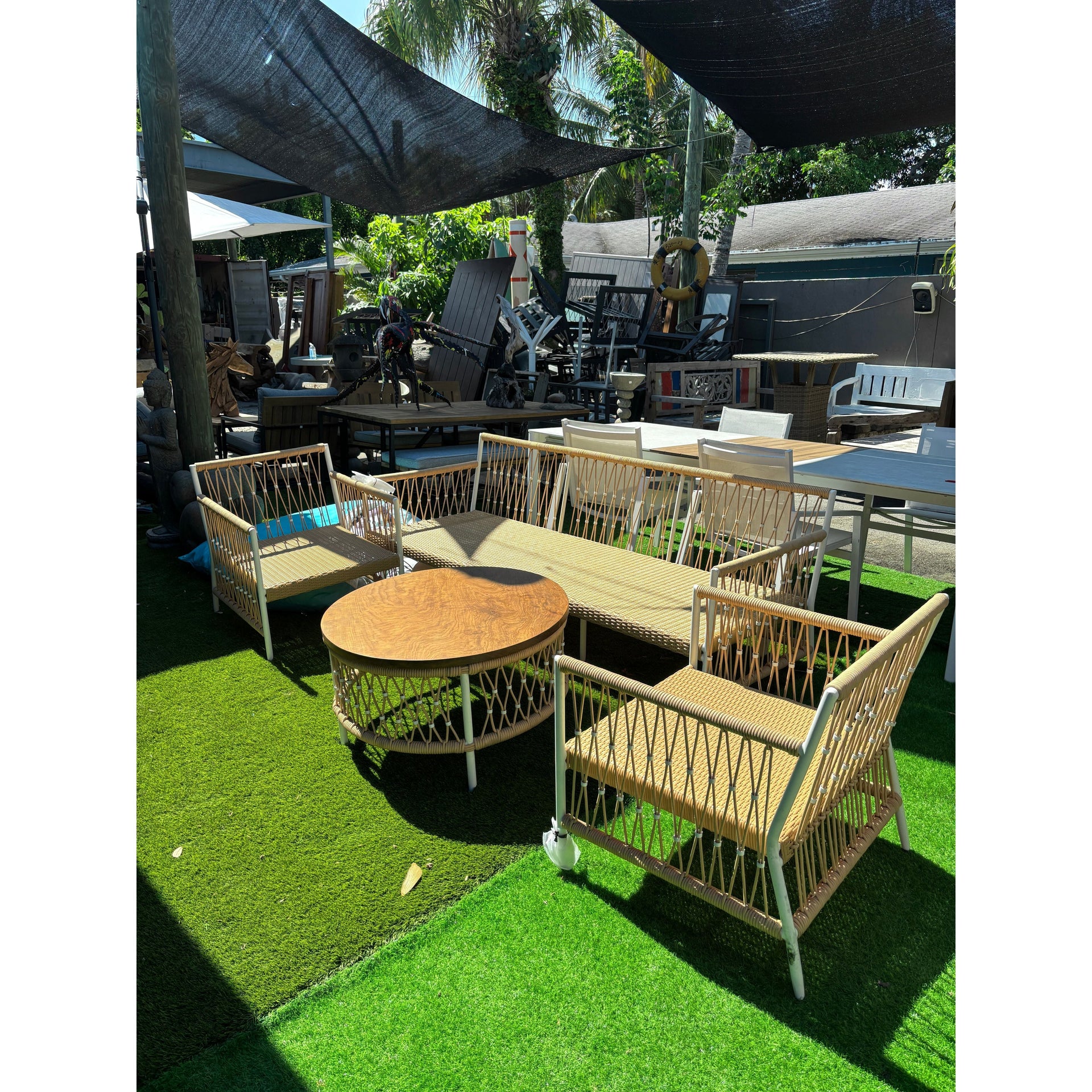CUSTOM ALLOY AND SYNTHETIC ROPE 4 PIECE PATIO SET Anteak