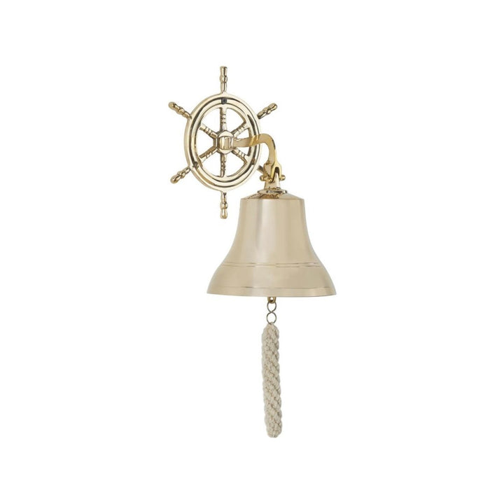 Metal Bell Wall Decor w/ Ship Wheel Backing UMA