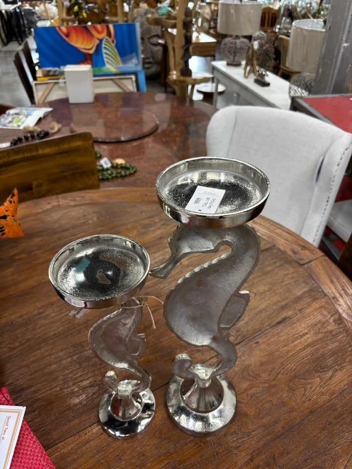 Silver Aluminum Seahorse Candle Holder (Set of 2) UMA