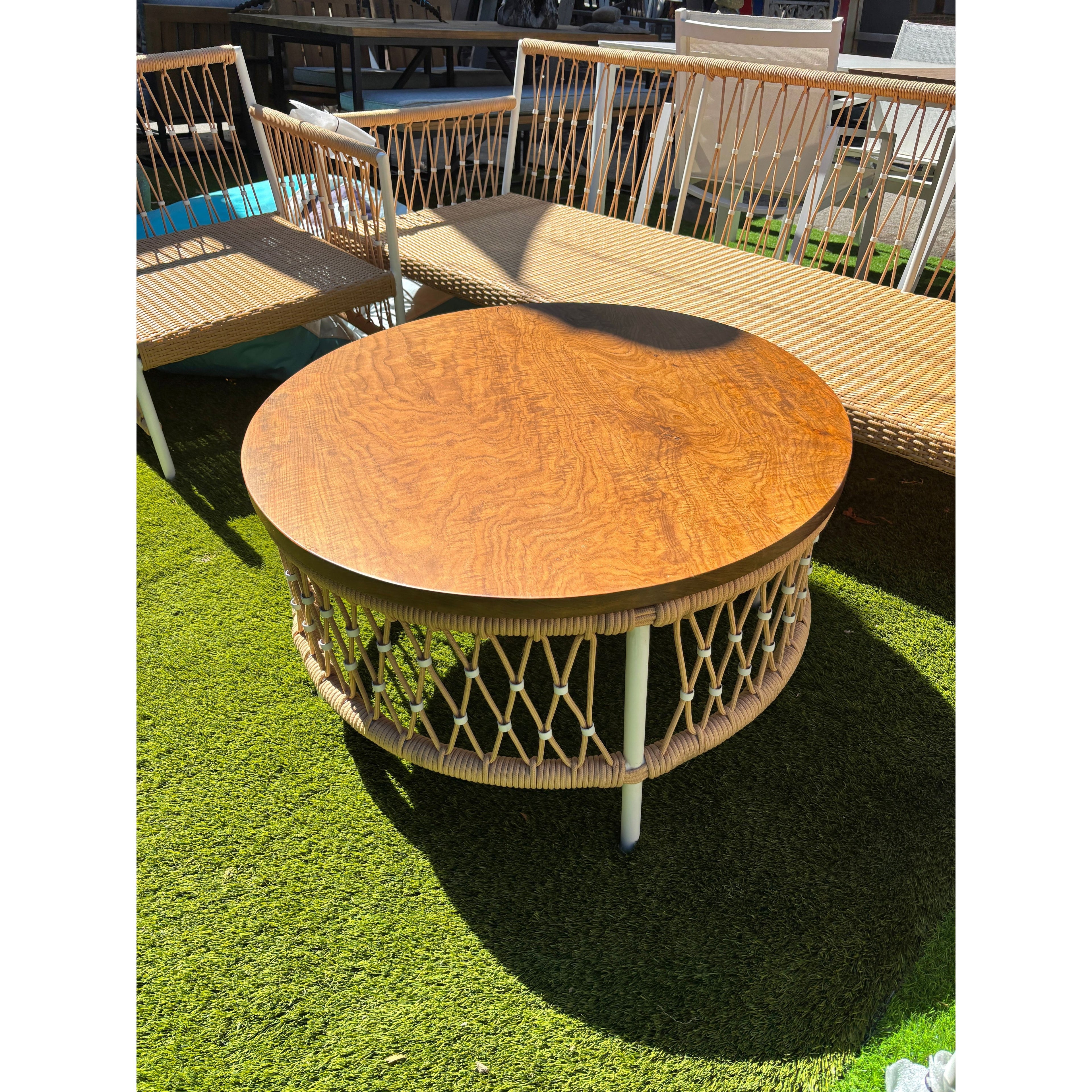 CUSTOM ALLOY AND SYNTHETIC ROPE 4 PIECE PATIO SET Anteak