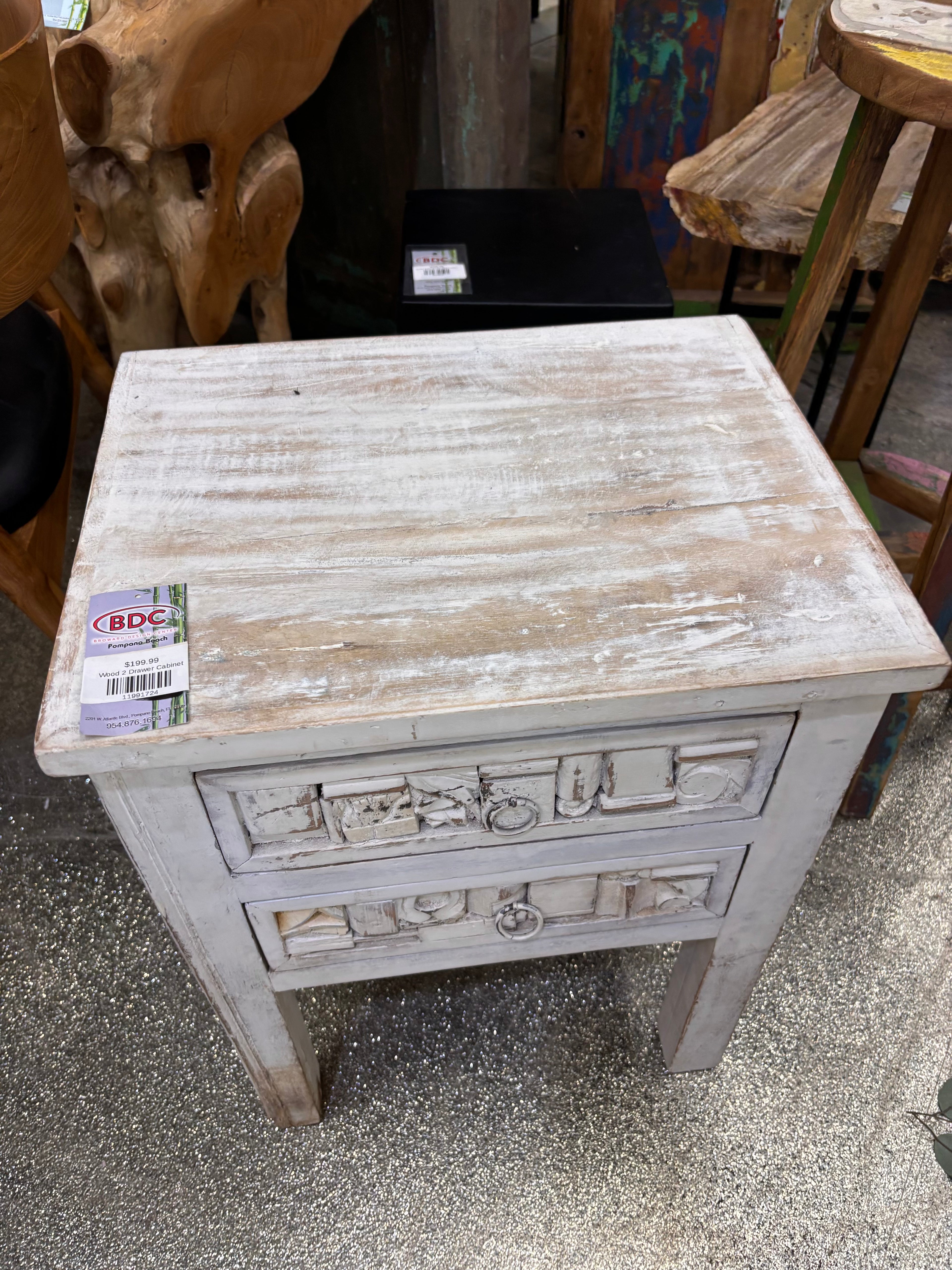 Wood 2 Drawer Night Stand Broward Design Center