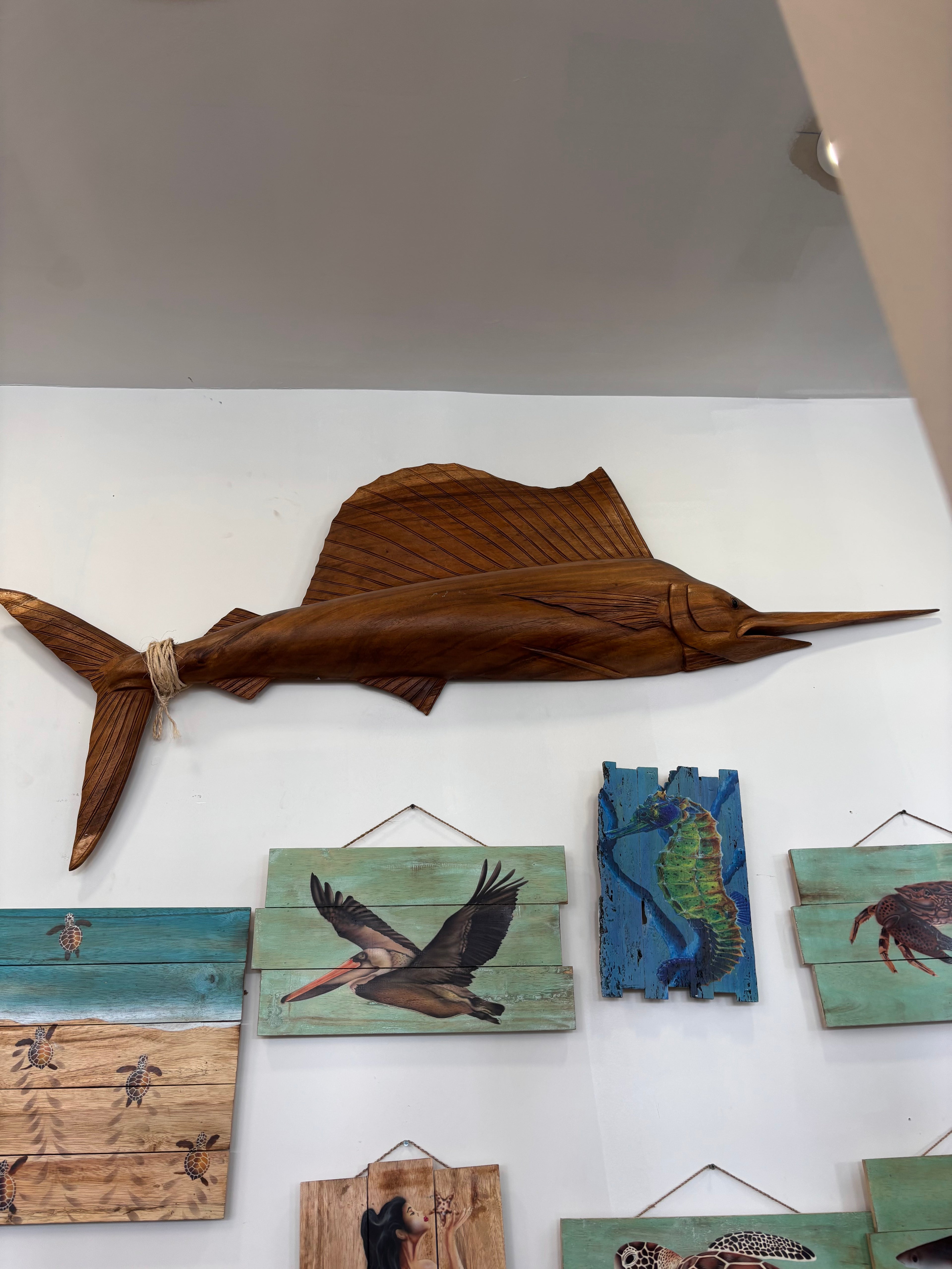 Carved Teak Sailfish Broward Design Center