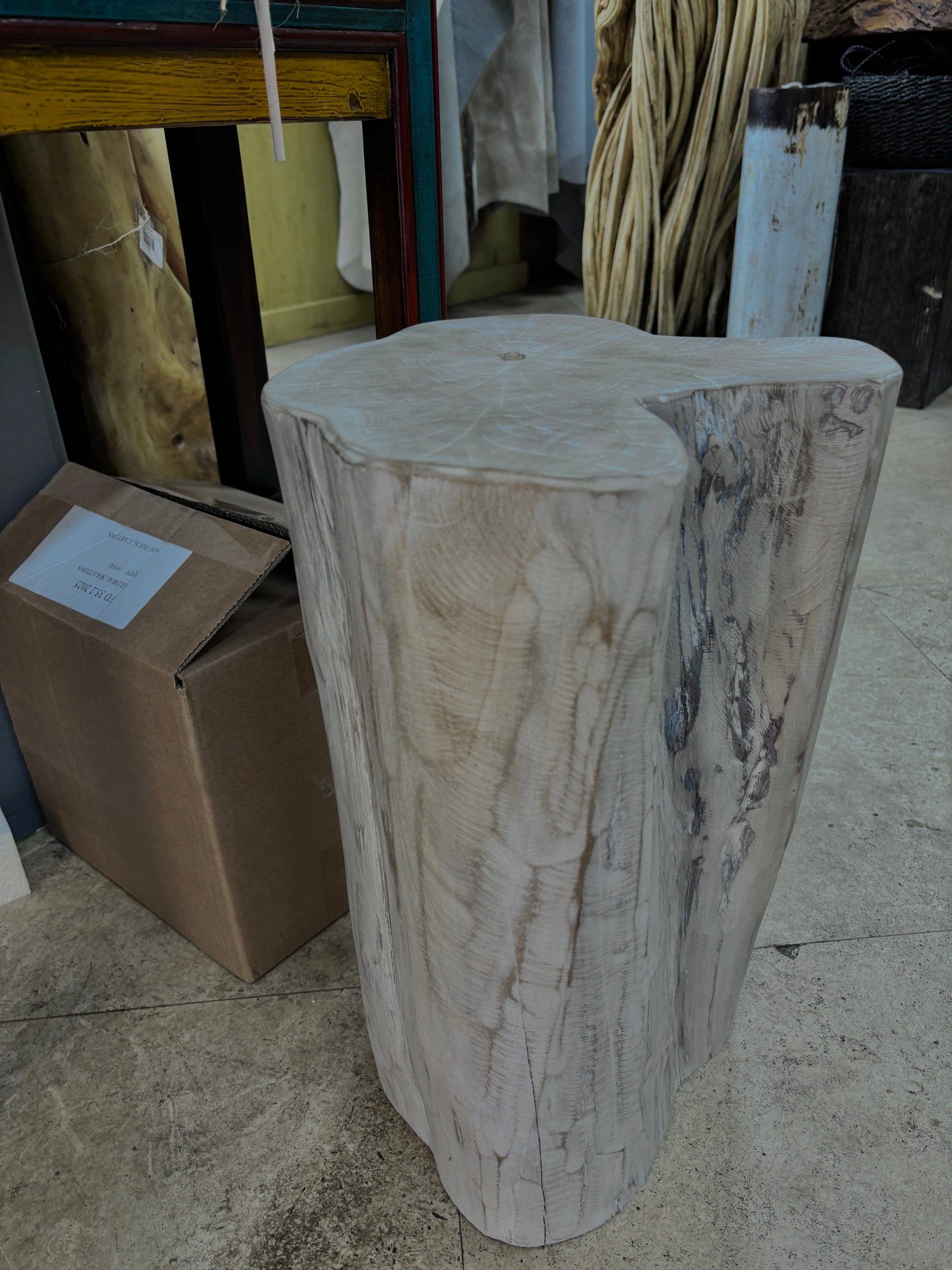 White Washed Teak Stump The Broward Design Center