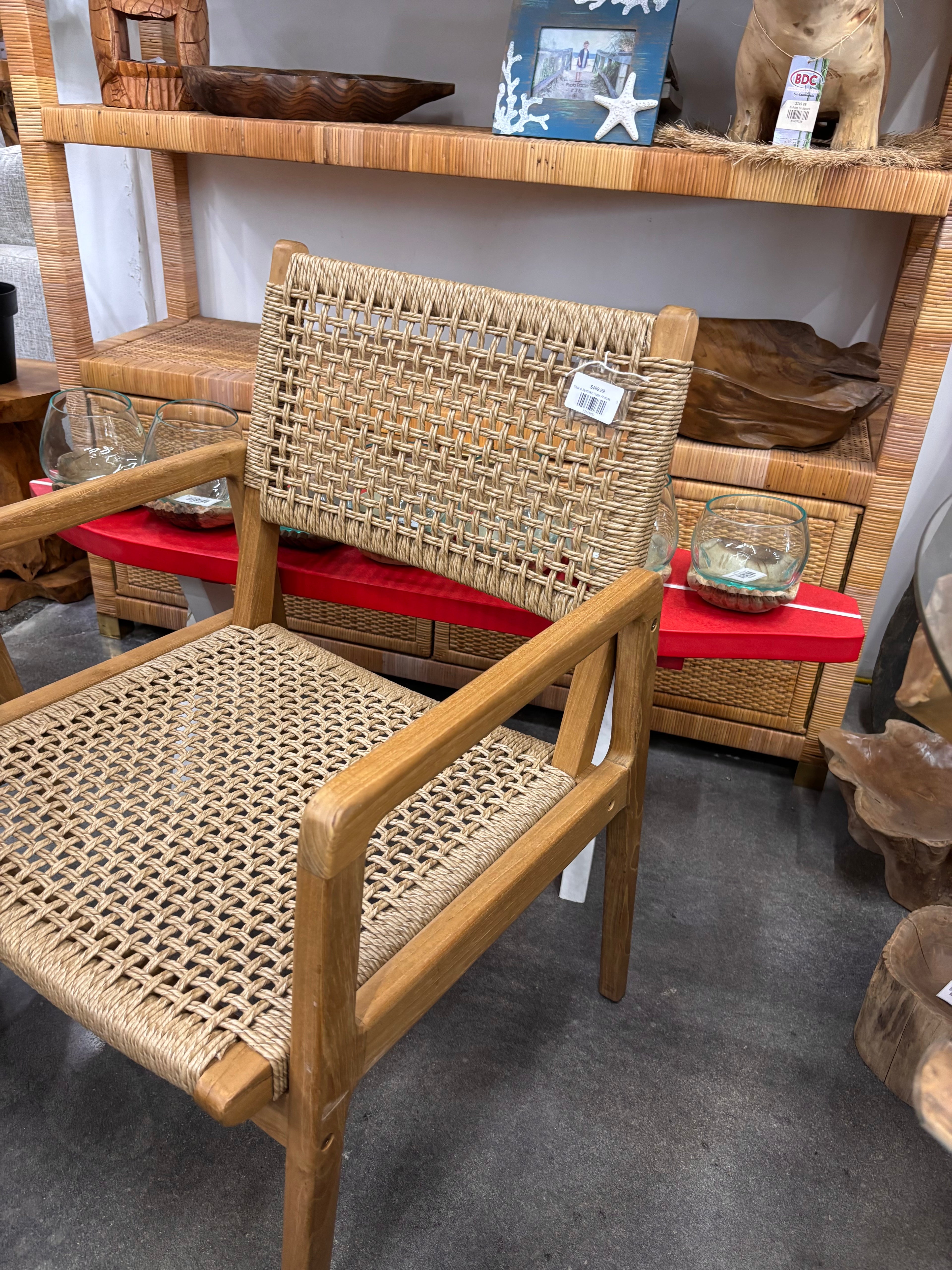Teak & Synthetic Rope Armless Chair Broward Design Center