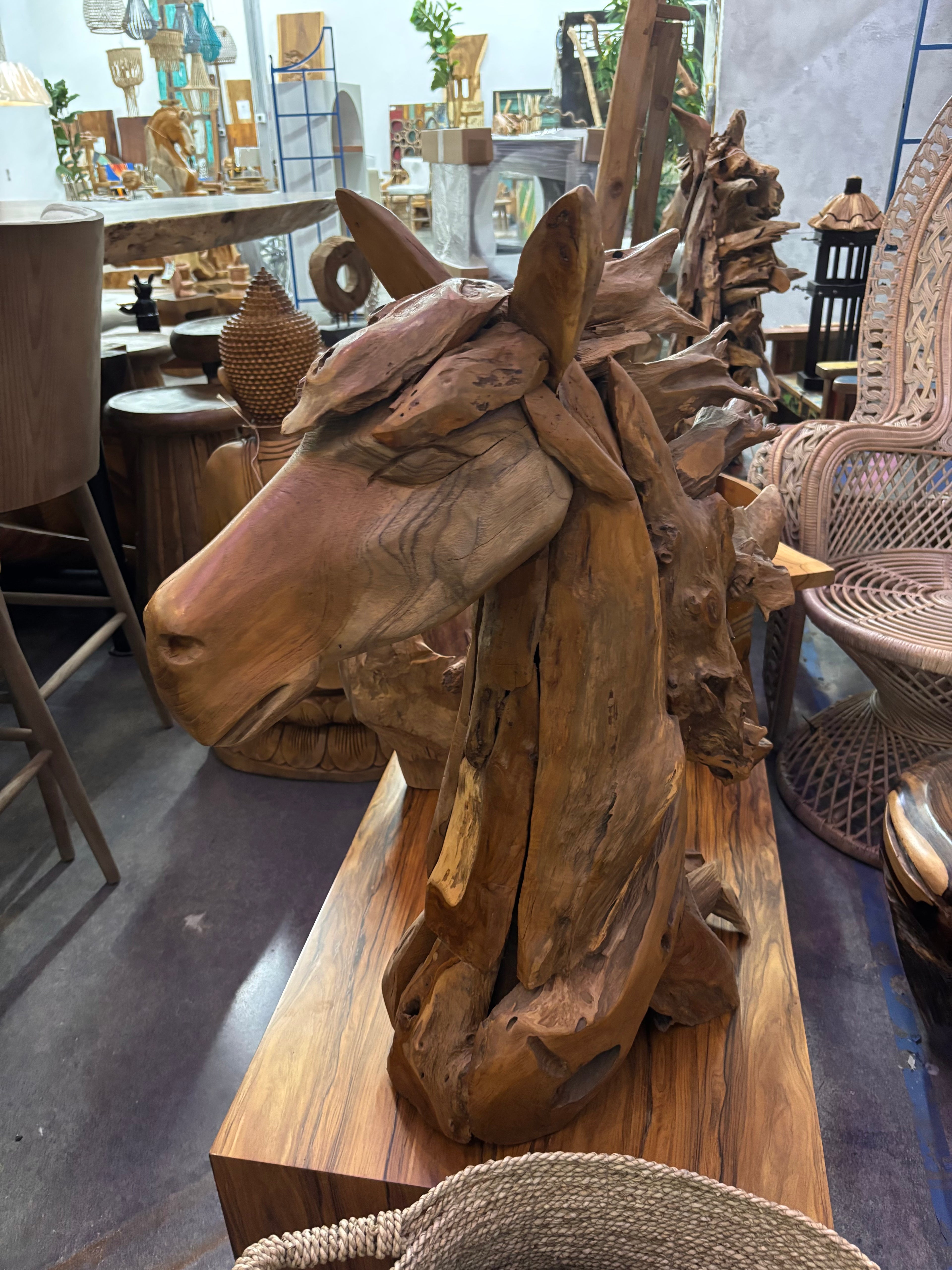 Mosaic Teak Horse Head Broward Design Center