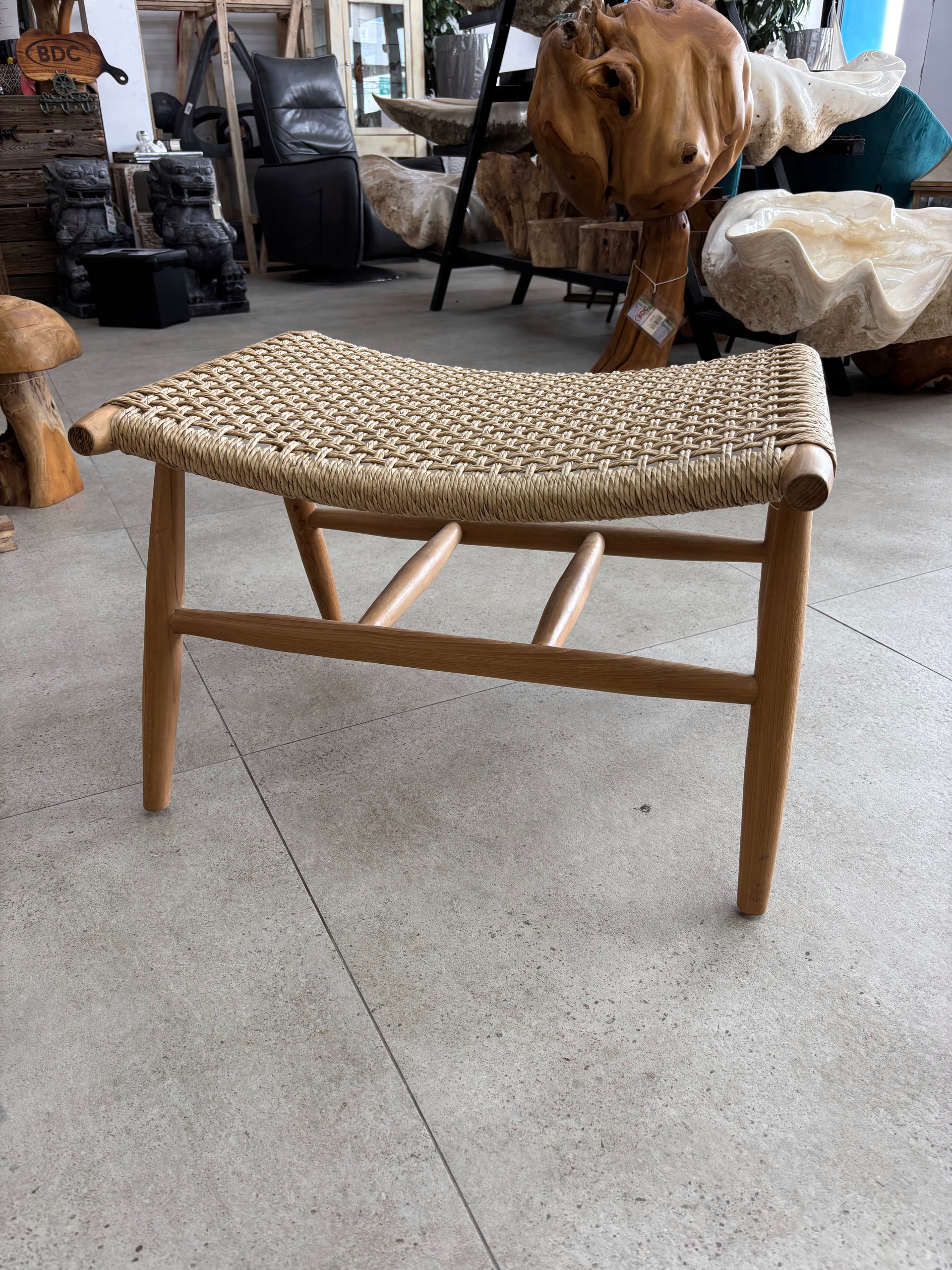Teak & Rope Foot Stool Broward Design Center
