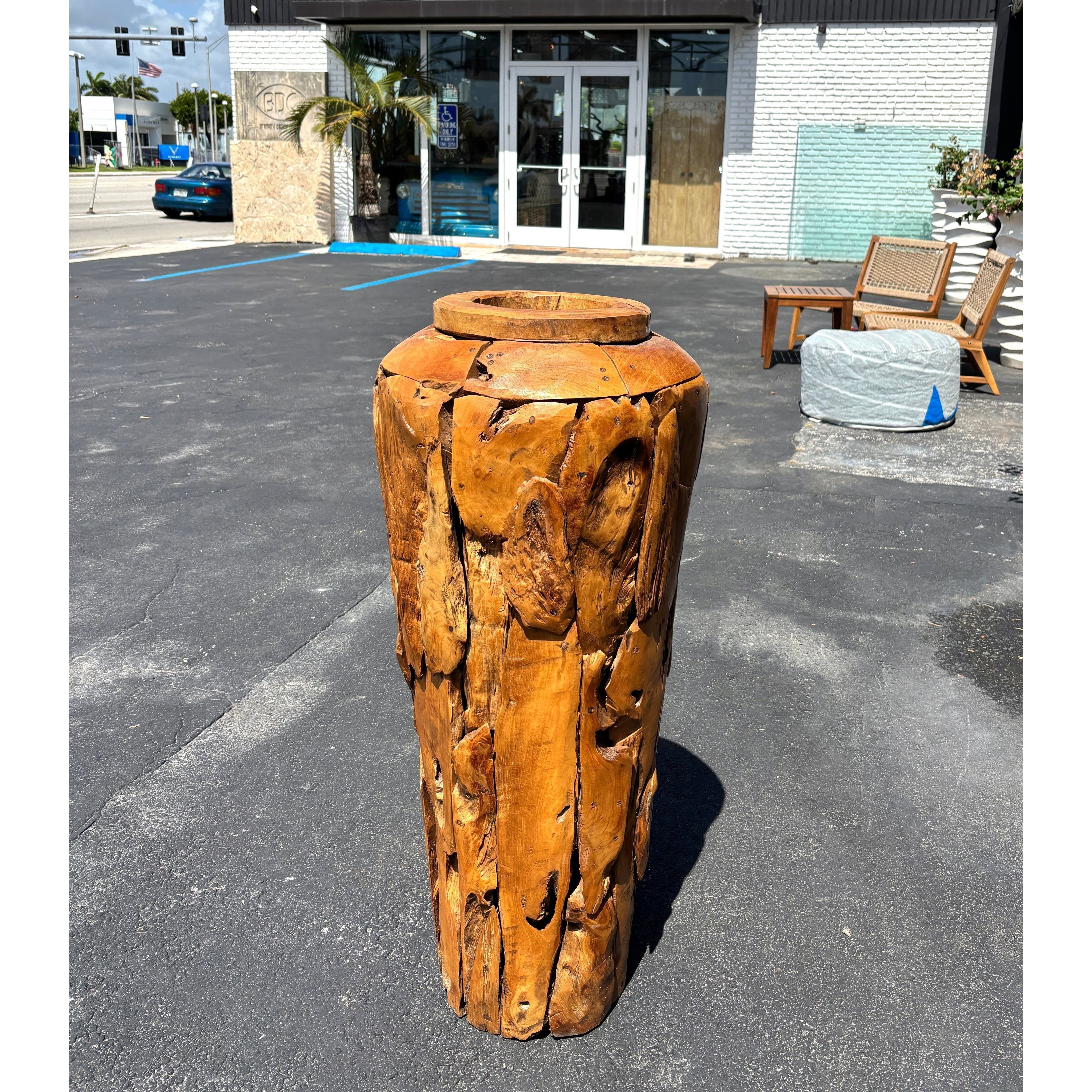 Teak Flower Pot (Large) Broward Design Center