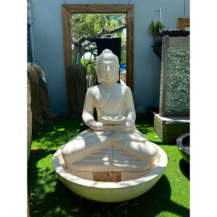 Sitting Buddha with Bowl (white) Terrazzo The Broward Design Center