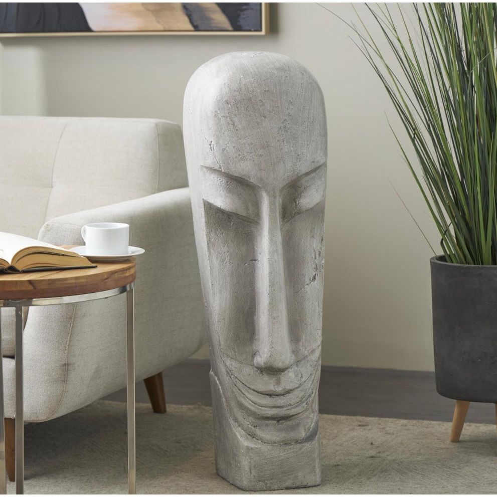 Gray Resin Face Sculpture The Broward Design Center