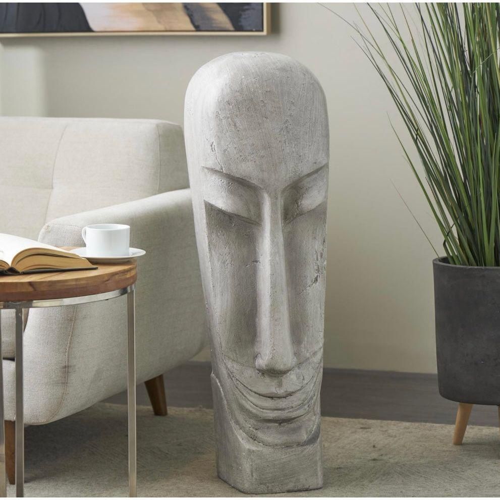 Gray Resin Face Sculpture The Broward Design Center