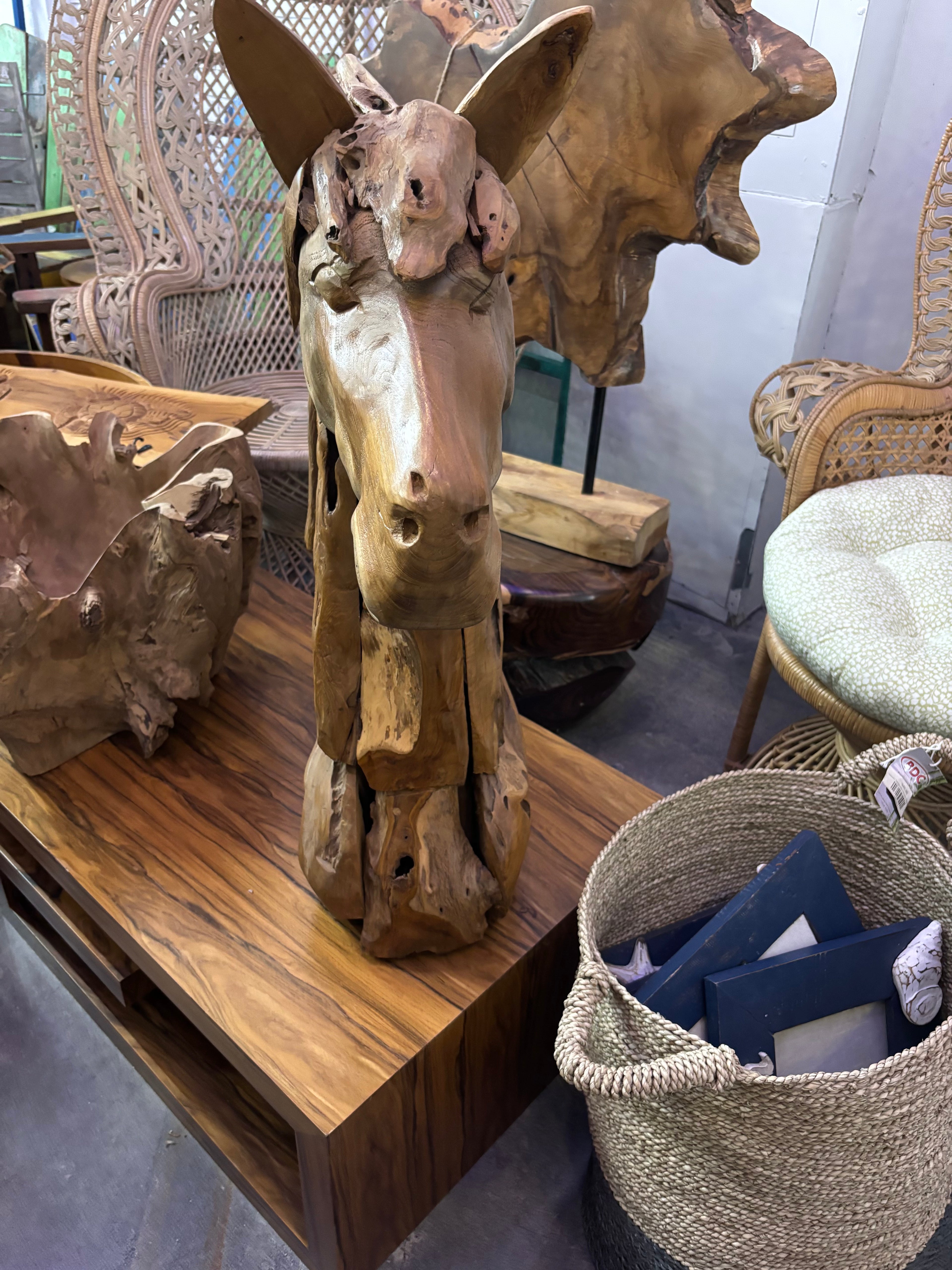 Mosaic Teak Horse Head Broward Design Center