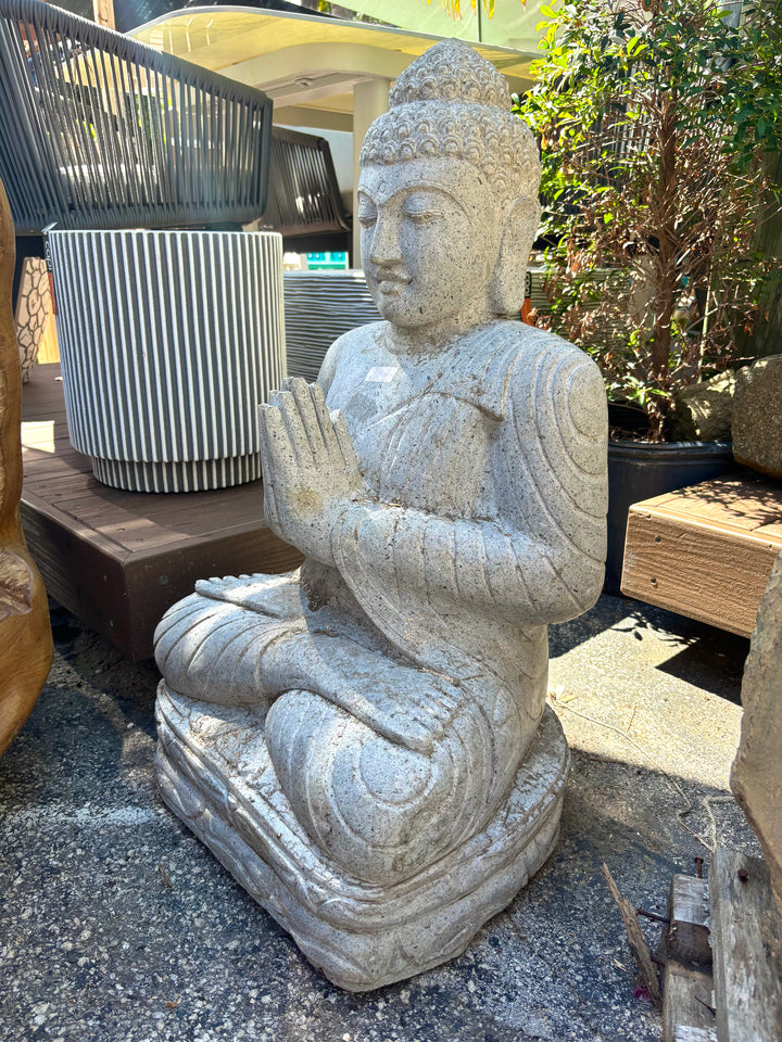 LAVA STONE SITTING BUDDHA 80 CM Anteak
