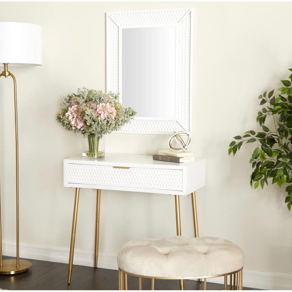 White Wood Console w/ Mirror The Broward Design Center