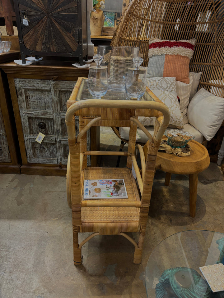 Wicker Bar Cart on Wheels Broward Design Center