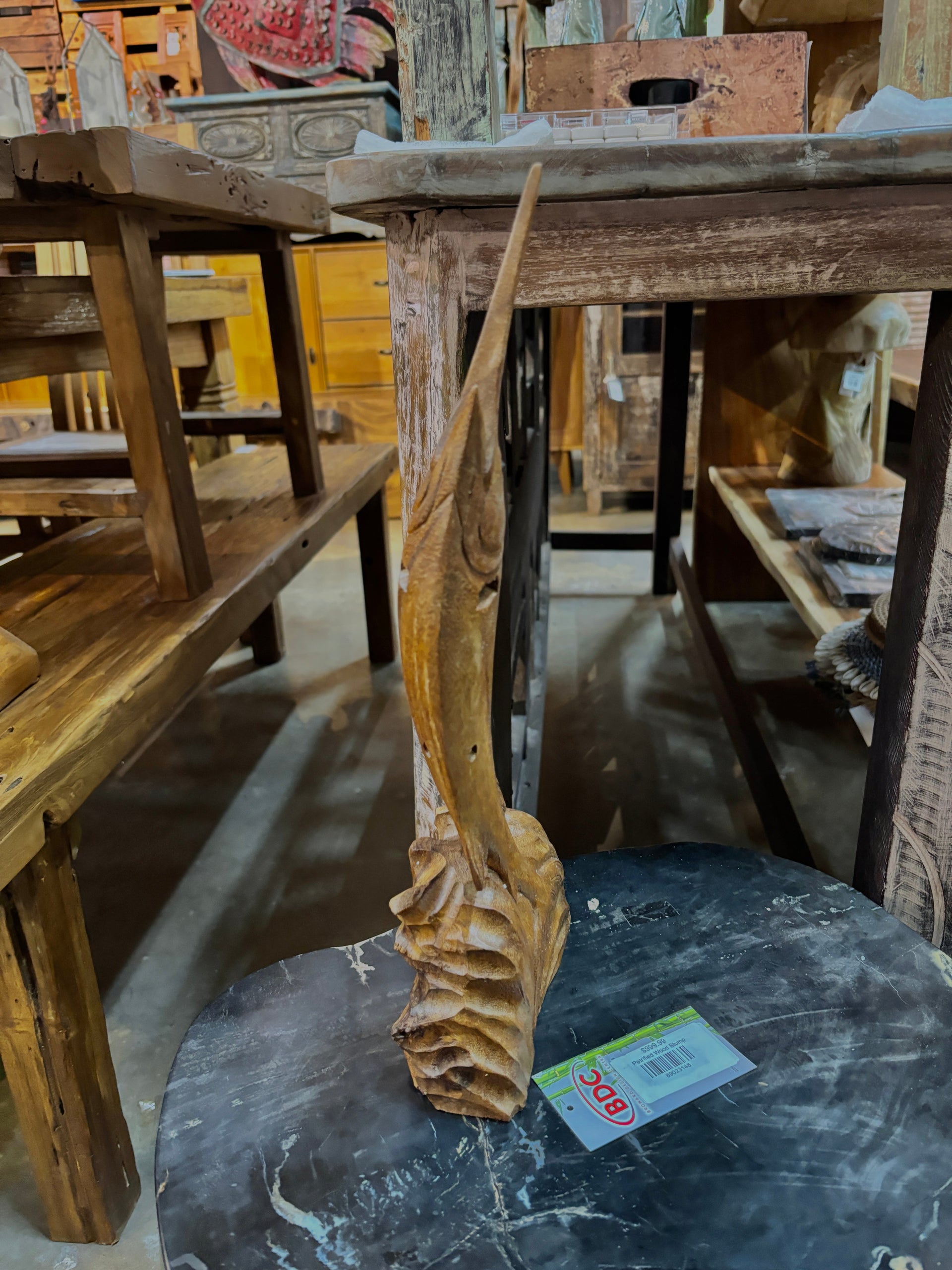 Teak Marlin Sculpture Broward Design Center