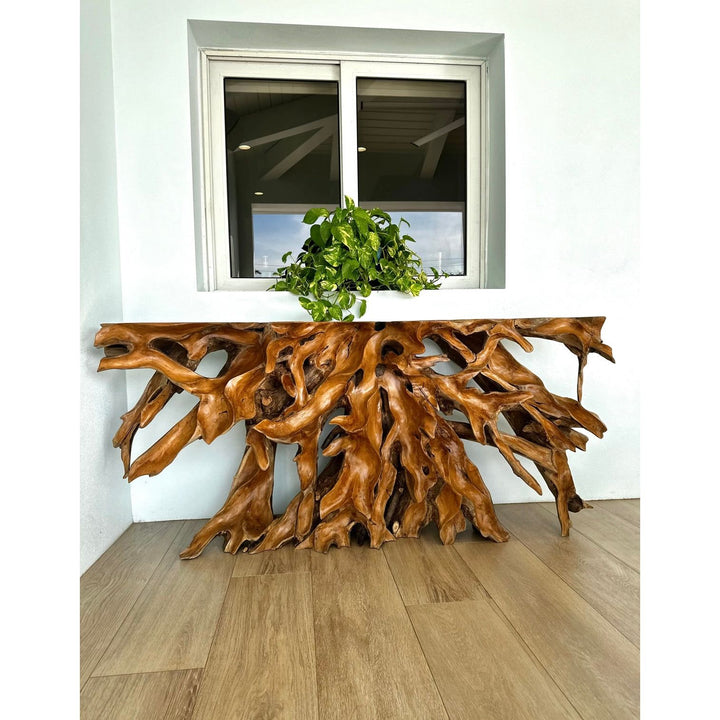 Teak Root Console With Carving Deco XL Anteak