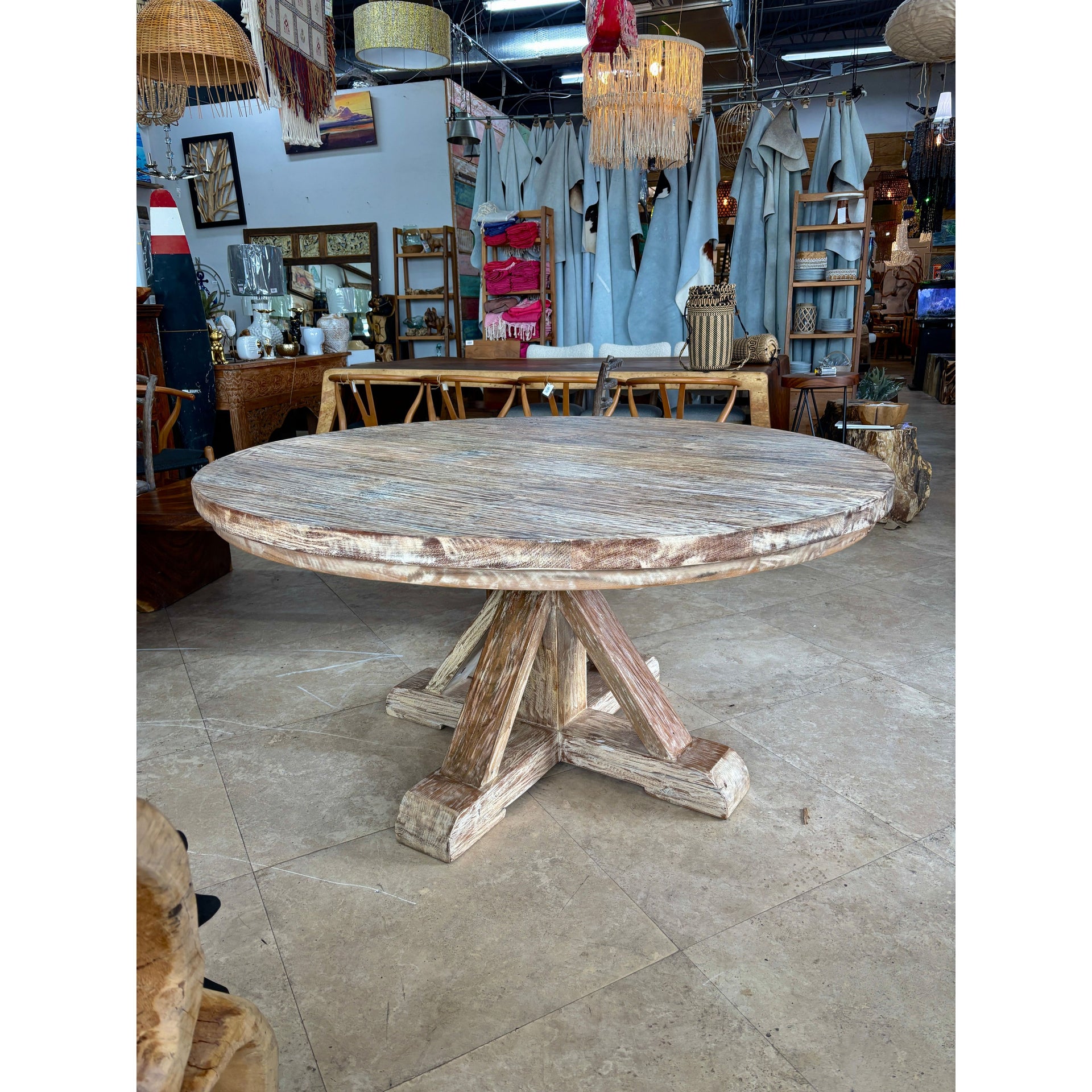 CUSTOM RECYCLED TEAK DINING TABLE 150 CM DIA Anteak