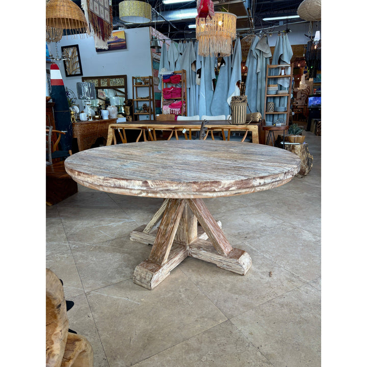 CUSTOM RECYCLED TEAK DINING TABLE 150 CM DIA Anteak