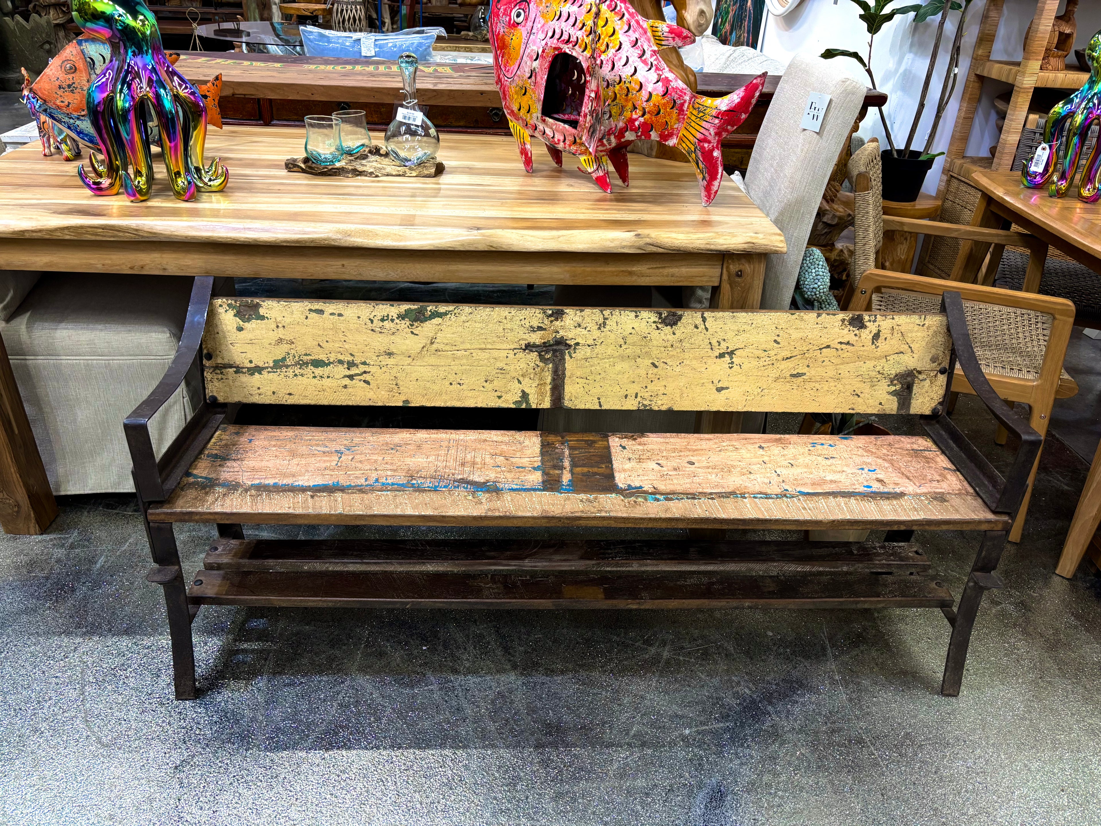Wood and Iron Bench The Broward Design Center