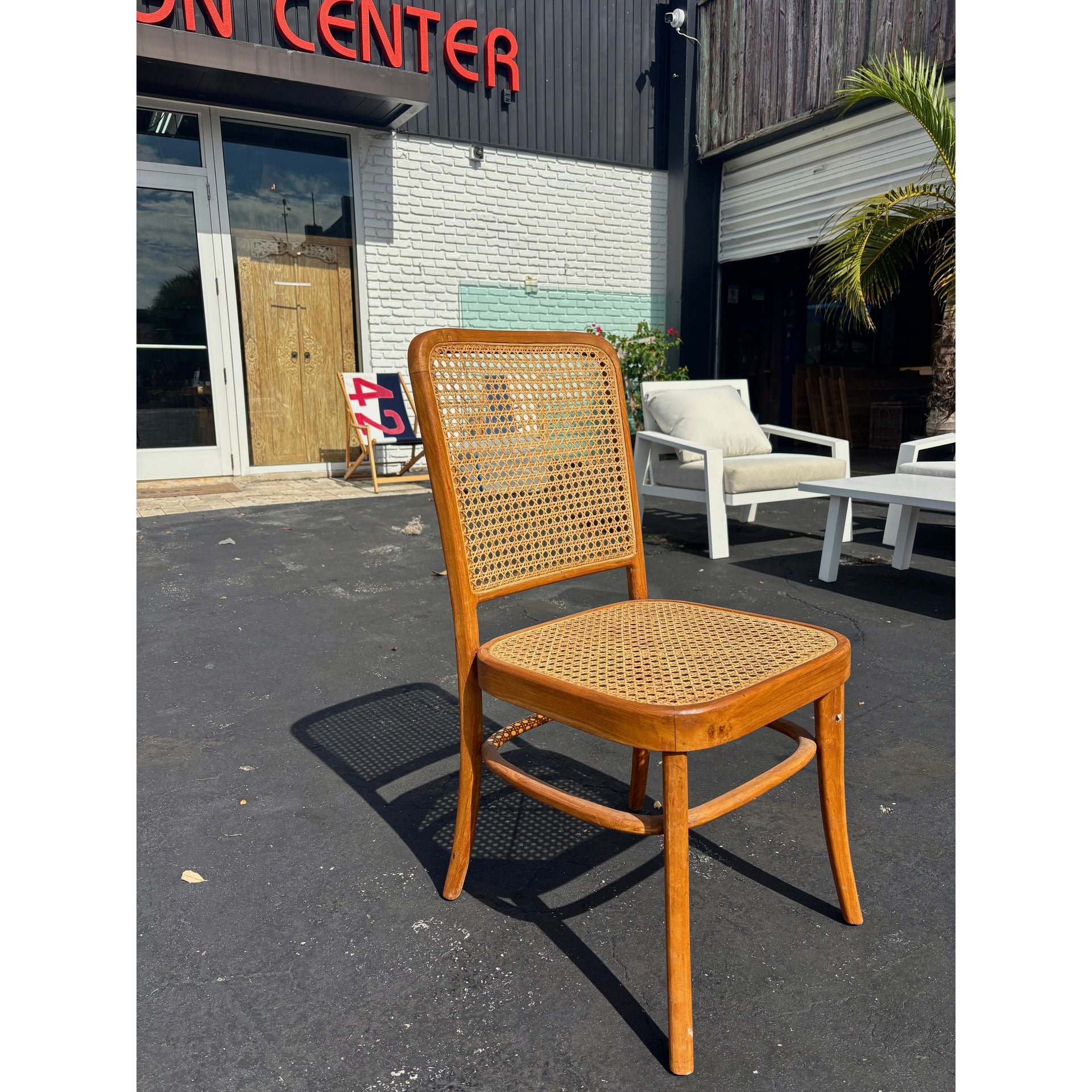 Teak & Cane Armless Chair Broward Design Center