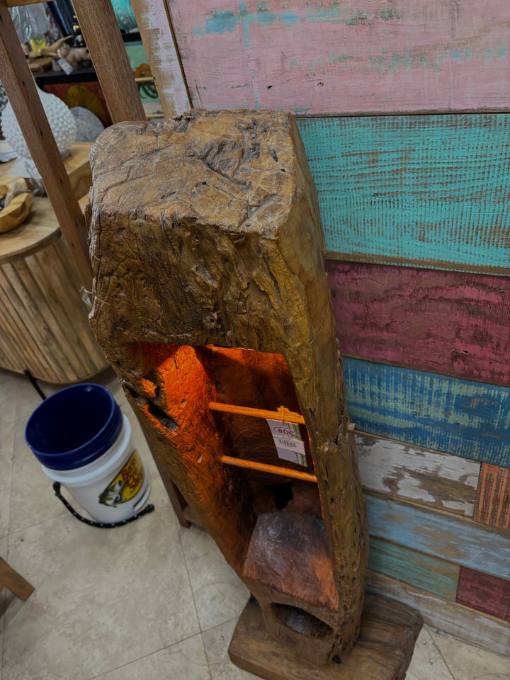 Solid Teak Lighted Sculpture The Broward Design Center