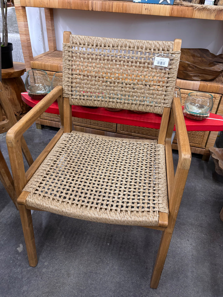 Teak & Synthetic Rope Armless Chair Broward Design Center