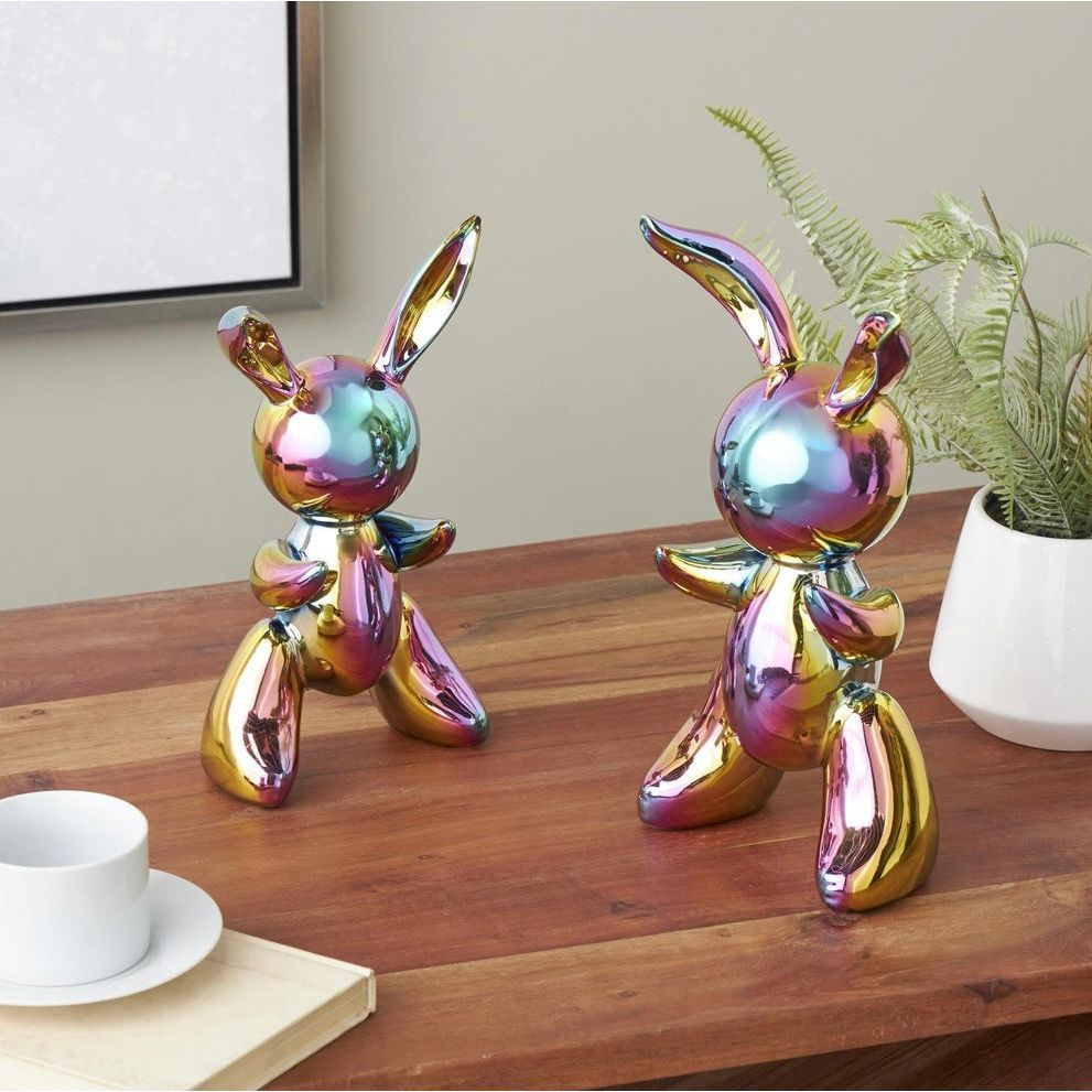Red Ceramic Rabbit Multi Colored Ceramic Rabbit
