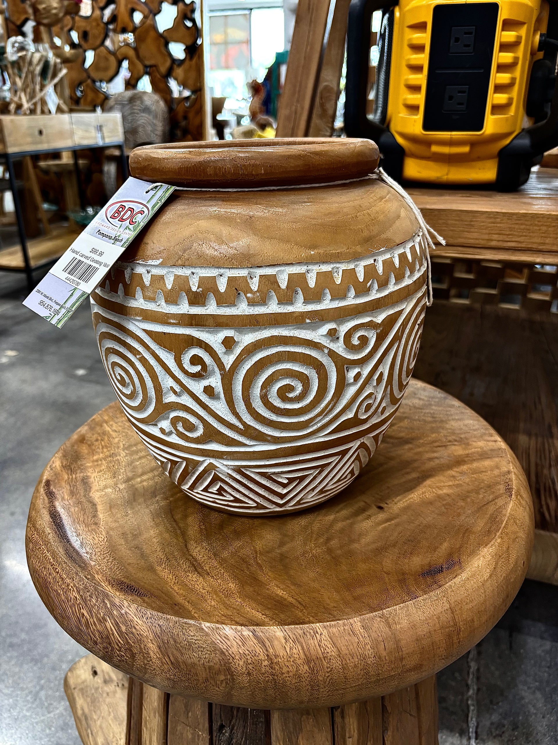 Hand carved Geotong Vase Broward Design Center