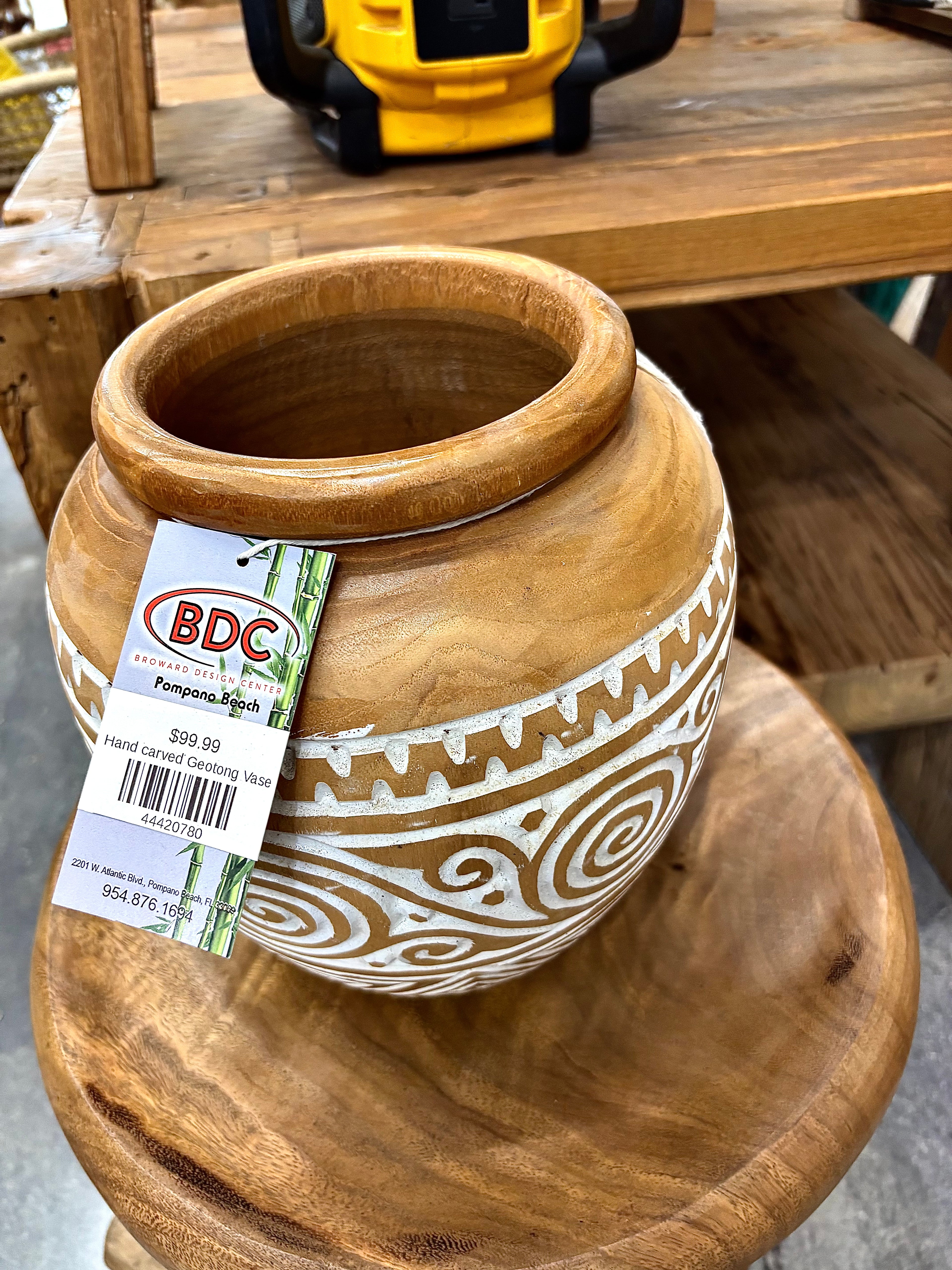 Hand carved Geotong Vase Broward Design Center