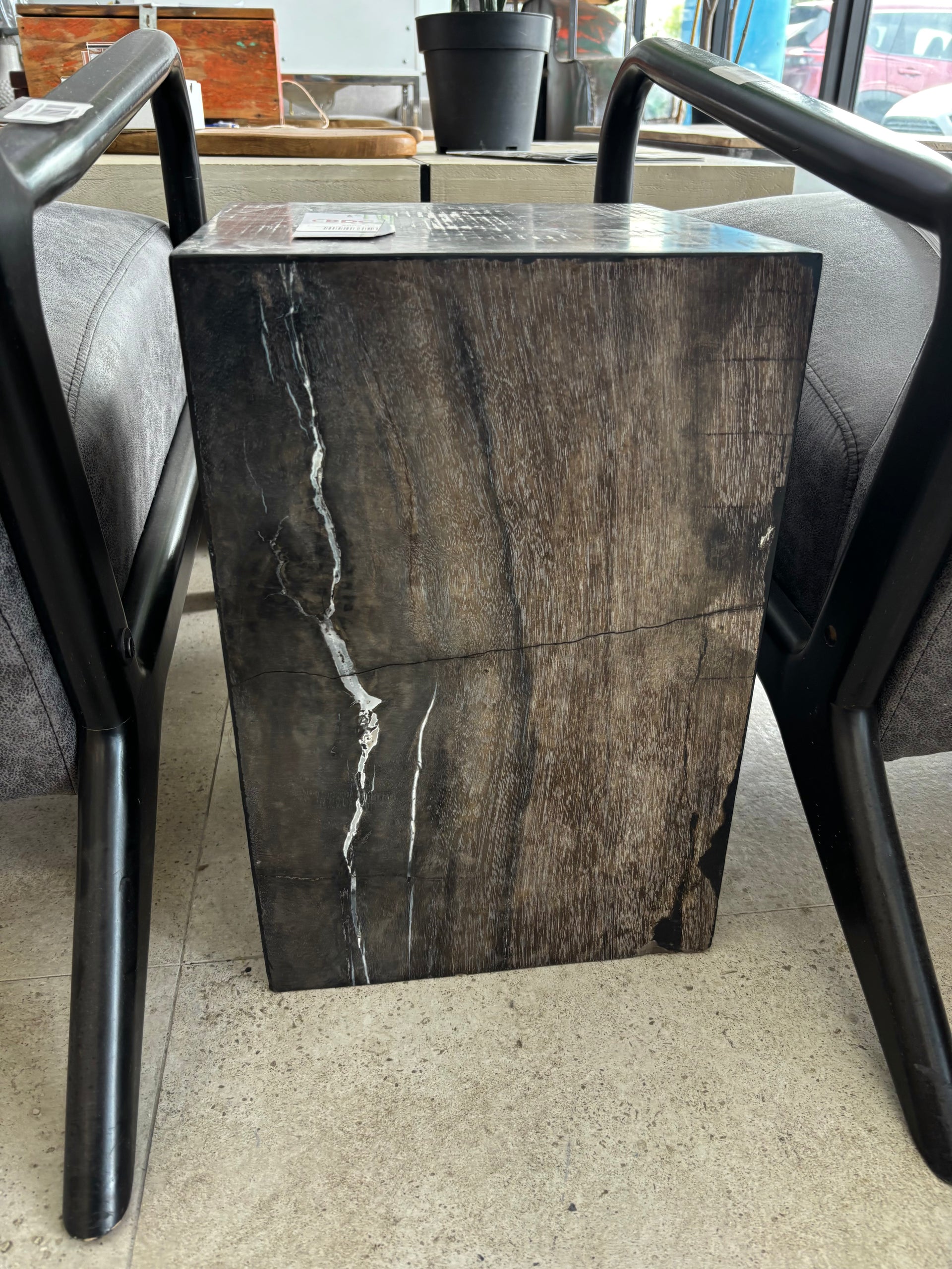 Petrified Wood Square Stool (D) Broward Design Center