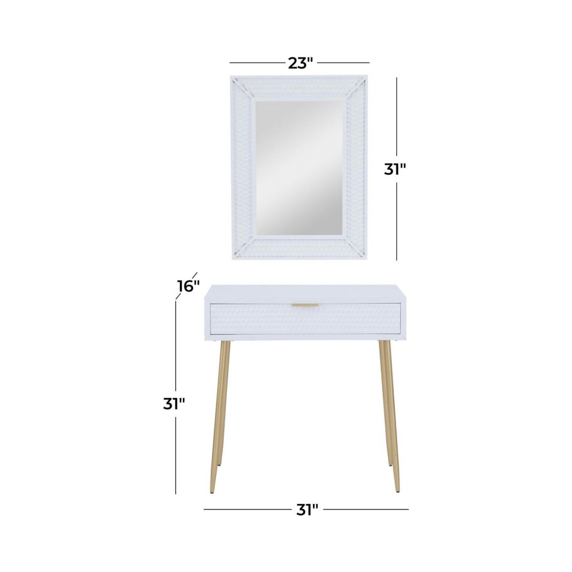 White Wood Console w/ Mirror UMA