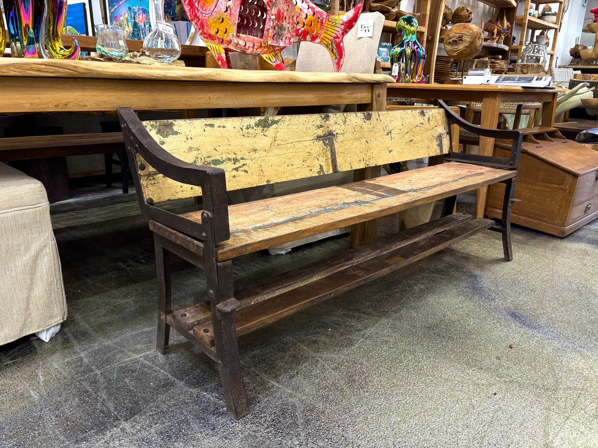 Wood and Iron Bench The Broward Design Center