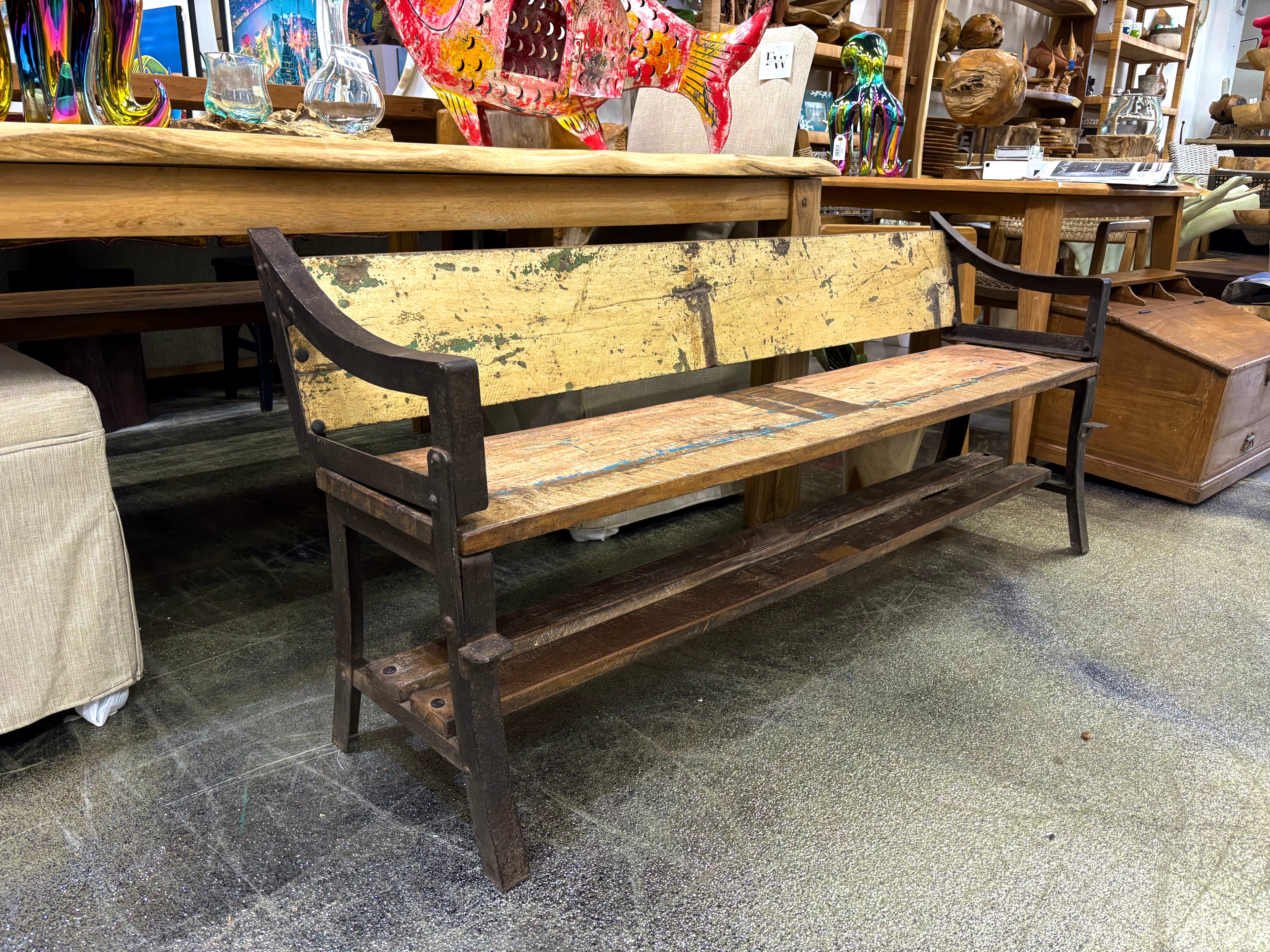 Wood and Iron Bench The Broward Design Center