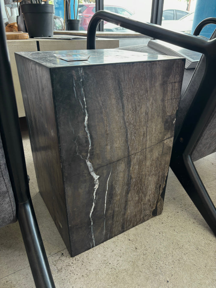 Petrified Wood Square Stool (D) Broward Design Center