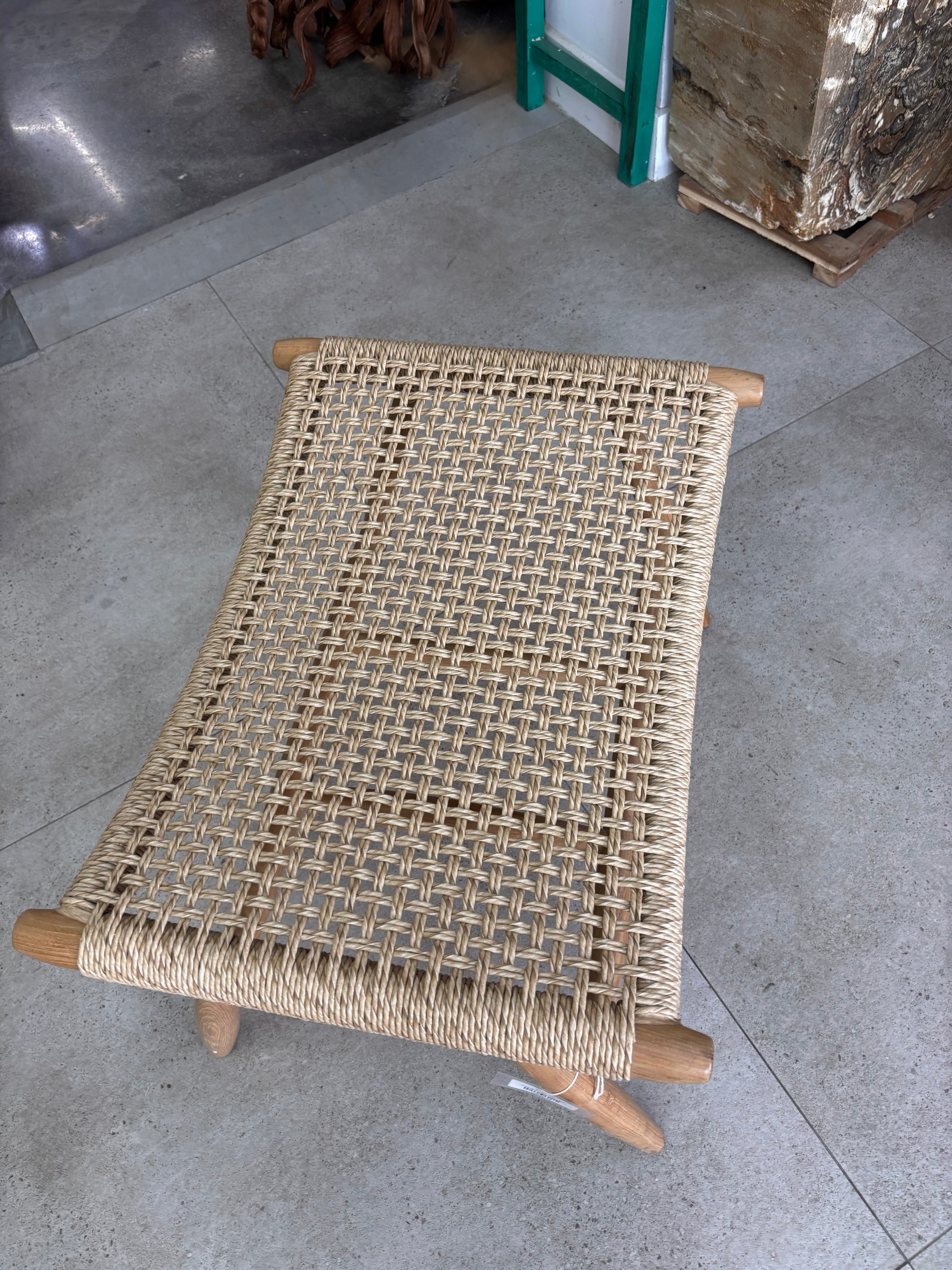 Teak & Rope Foot Stool Broward Design Center