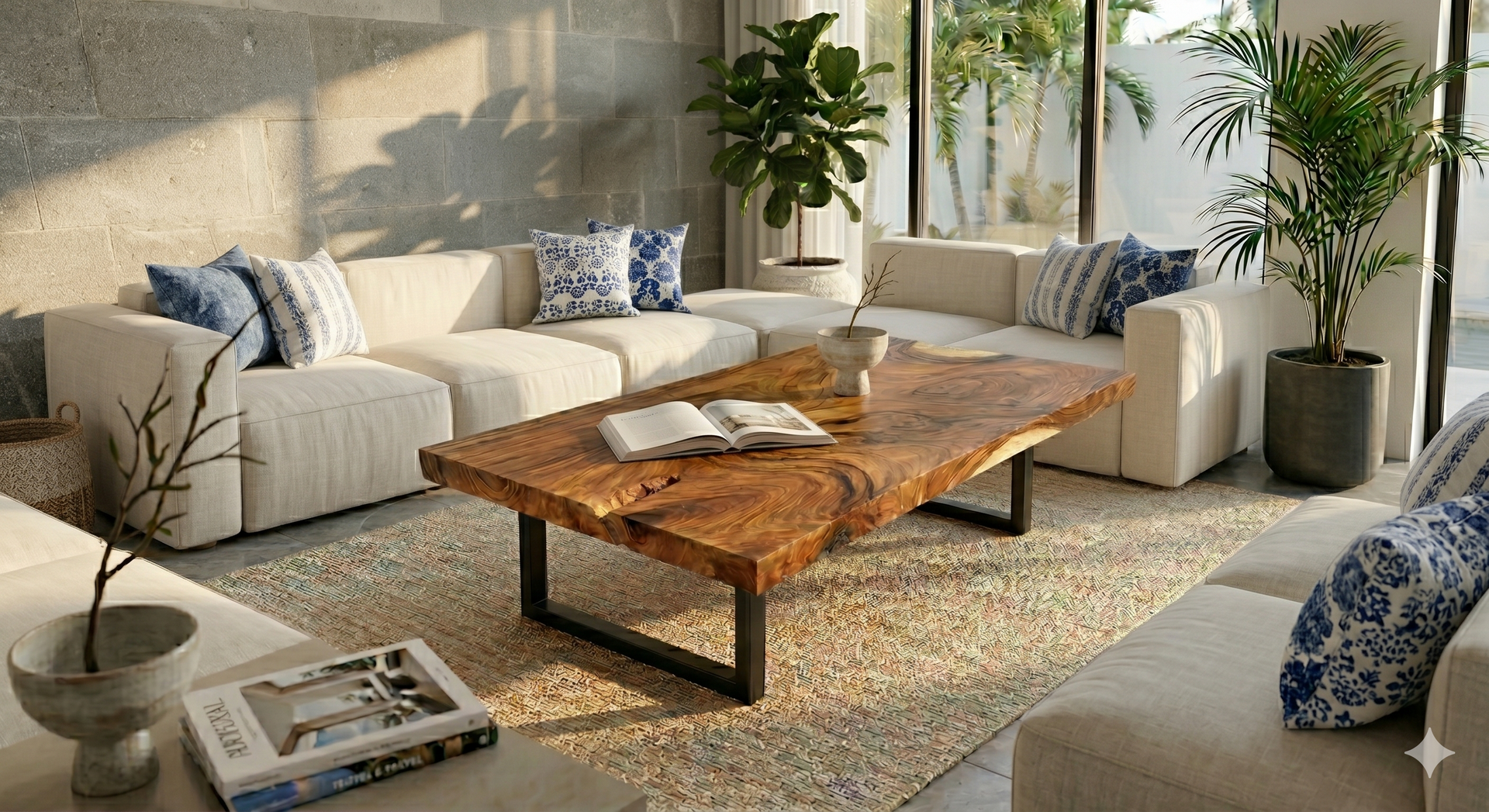 Suar Slab Coffee Table 60" X 35"