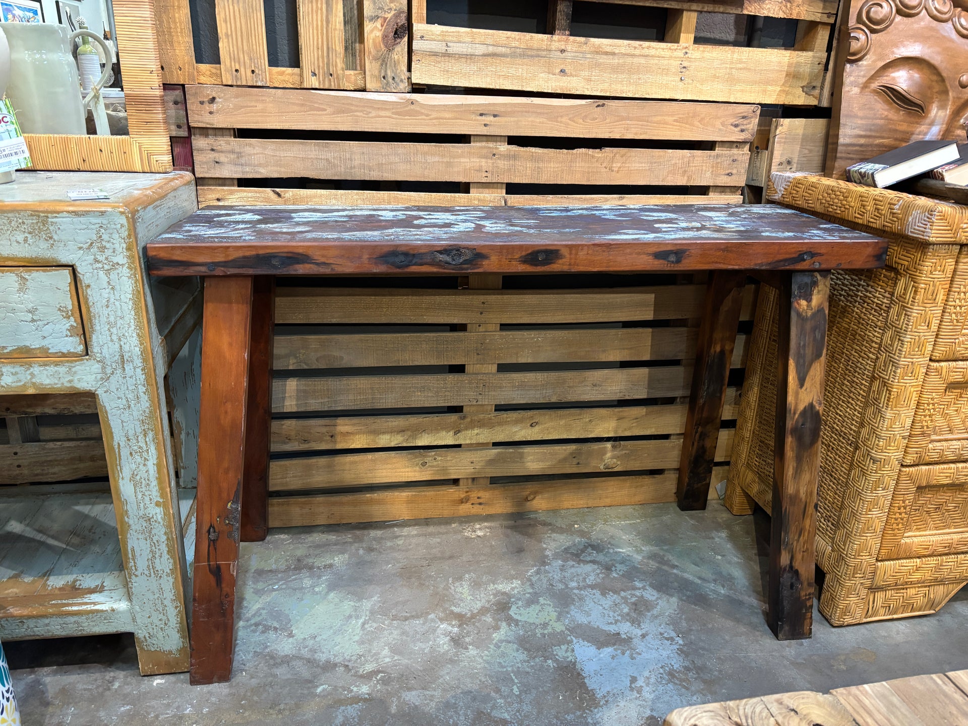 Blue Boat wood Console The Broward Design Center