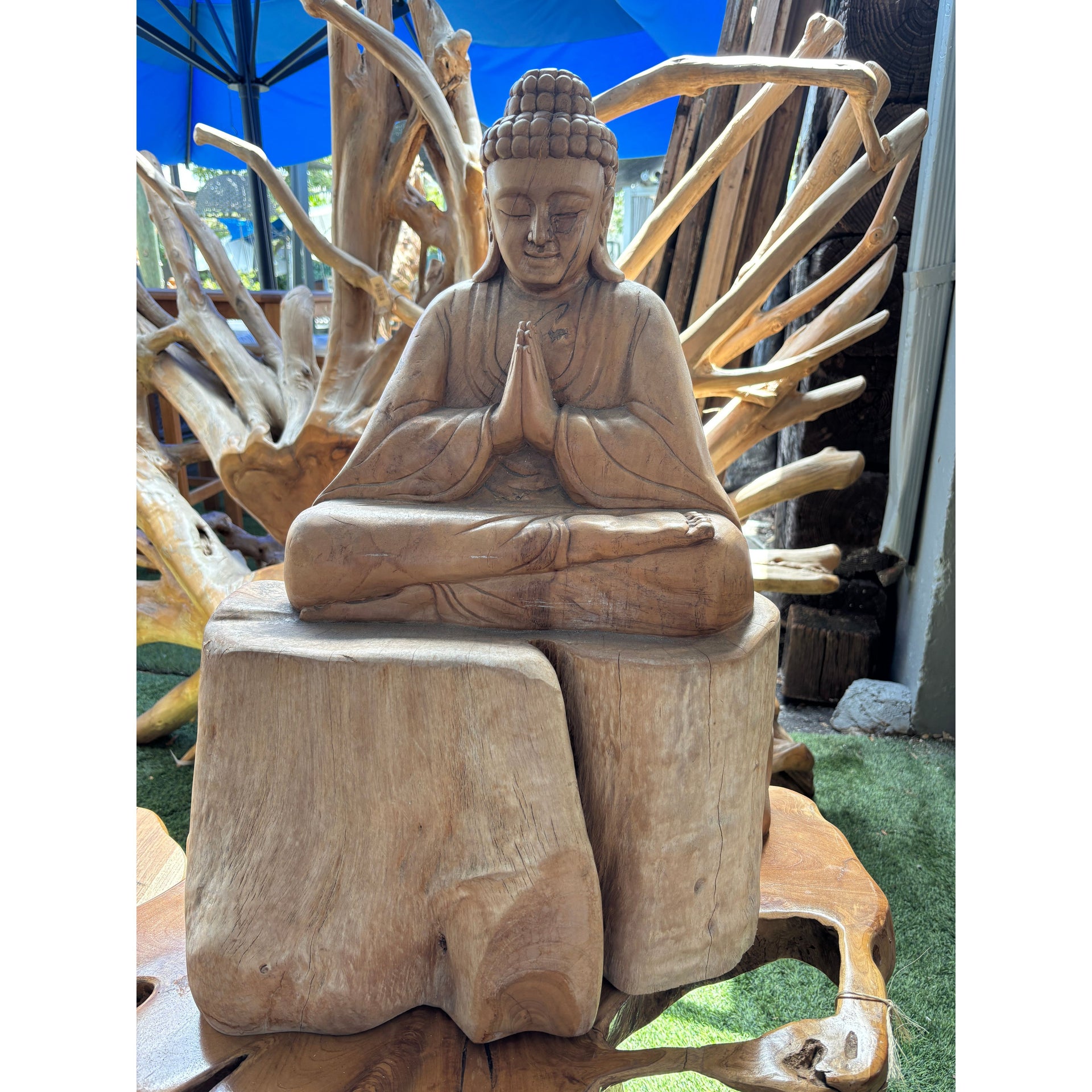 Organic Teak Sitting Buddha Broward Design Center