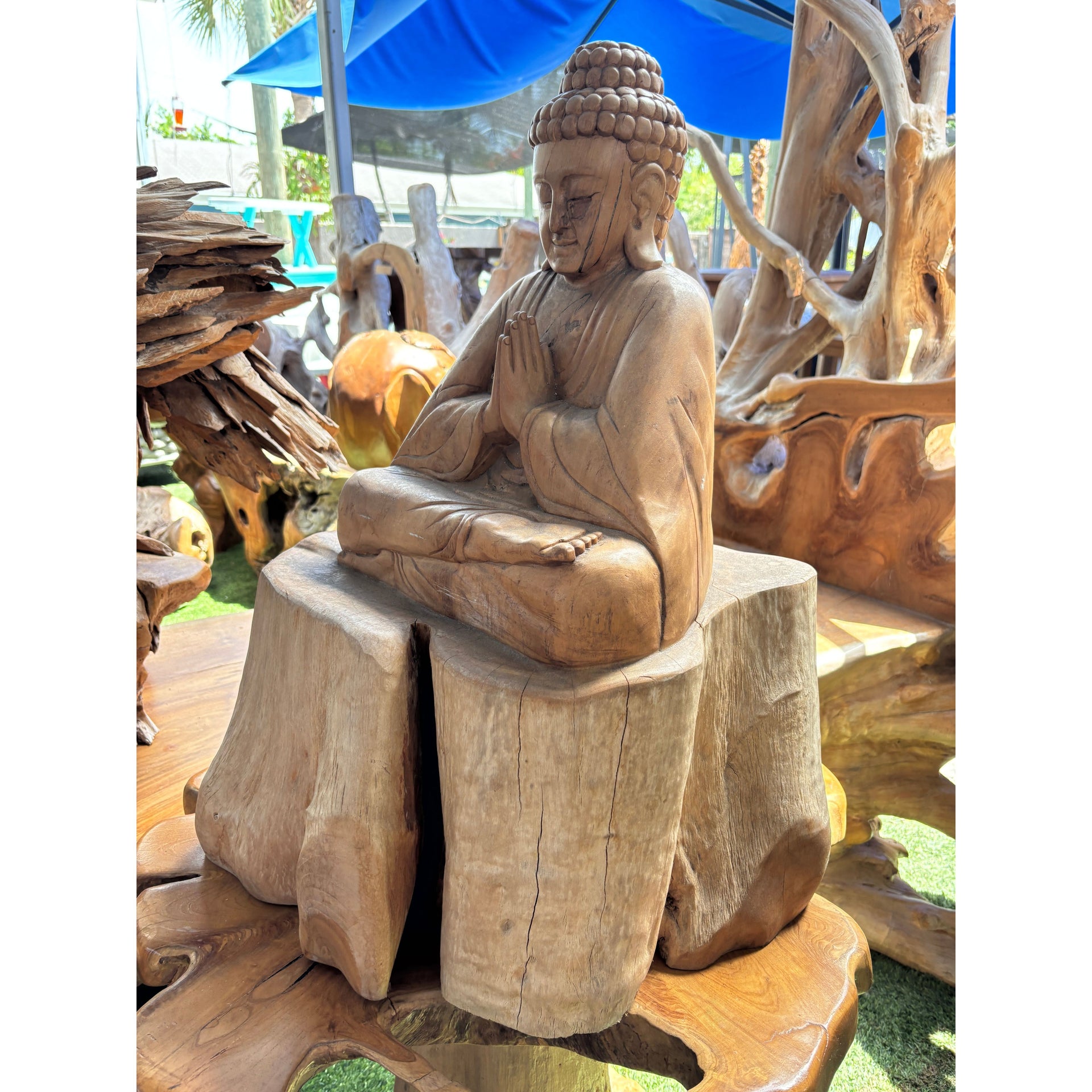 Organic Teak Sitting Buddha Broward Design Center