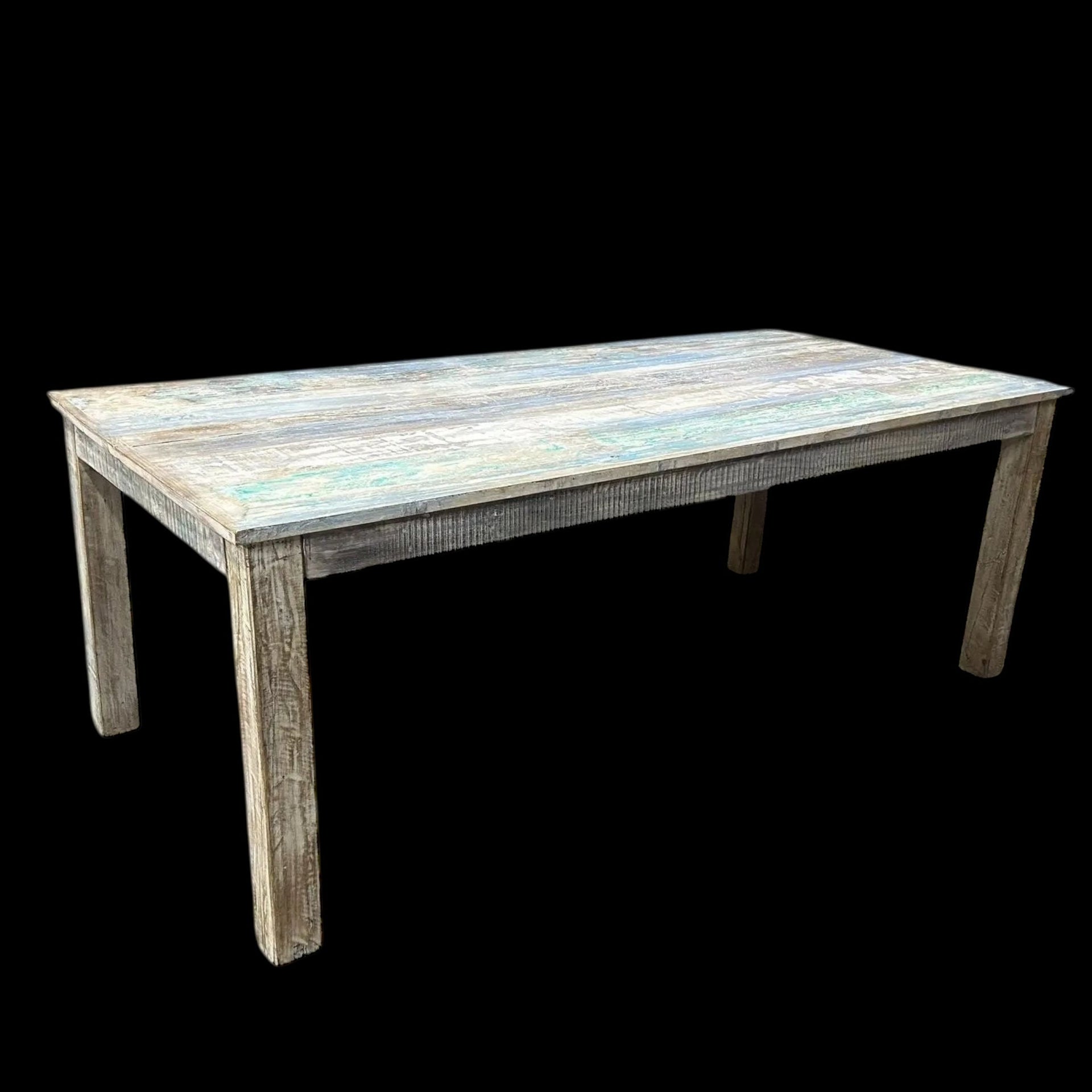 Blue and White Teak Table The Broward Design Center