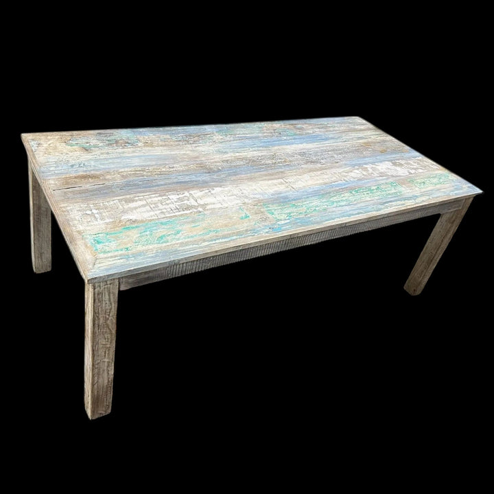 Blue and White Teak Table The Broward Design Center