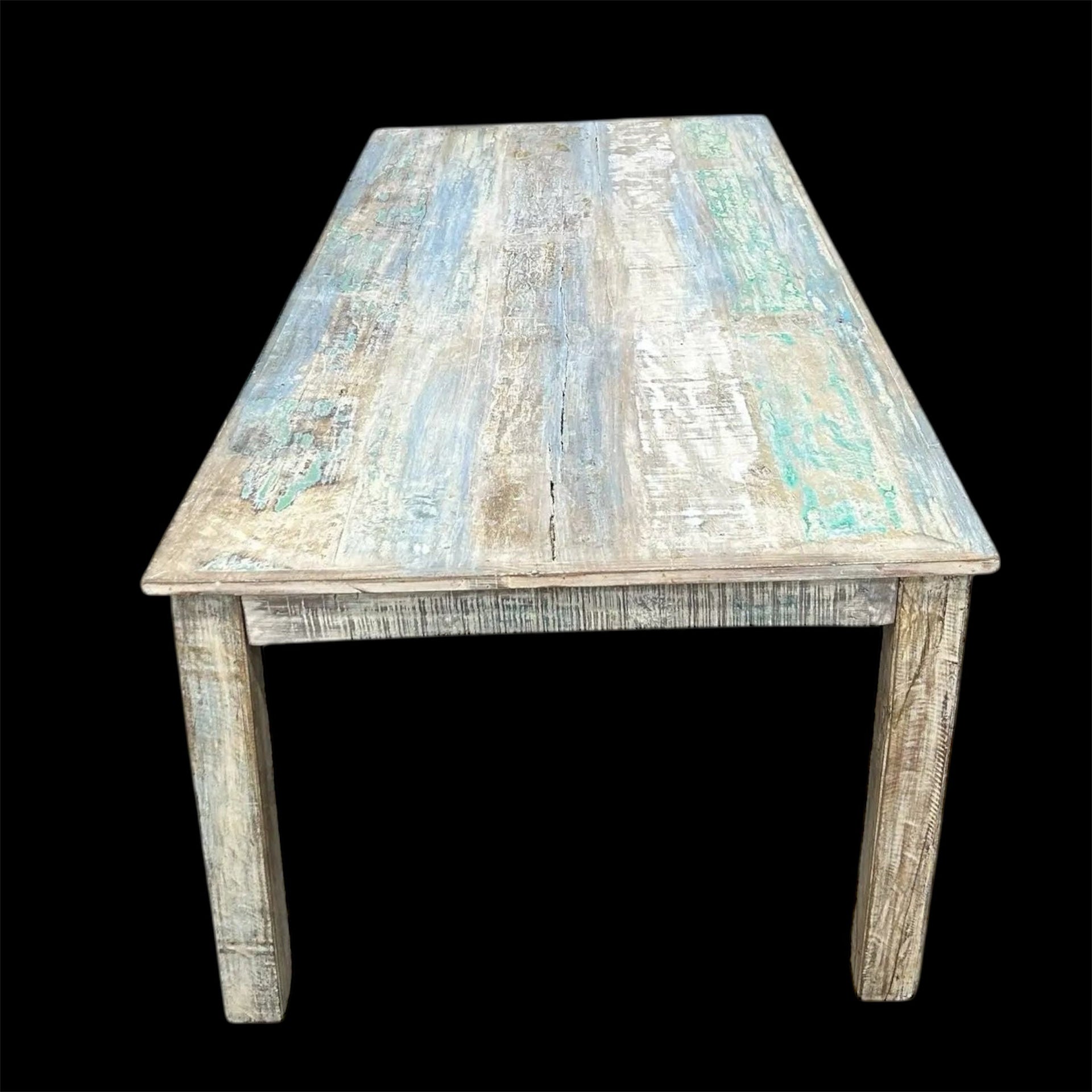 Blue and White Teak Table The Broward Design Center