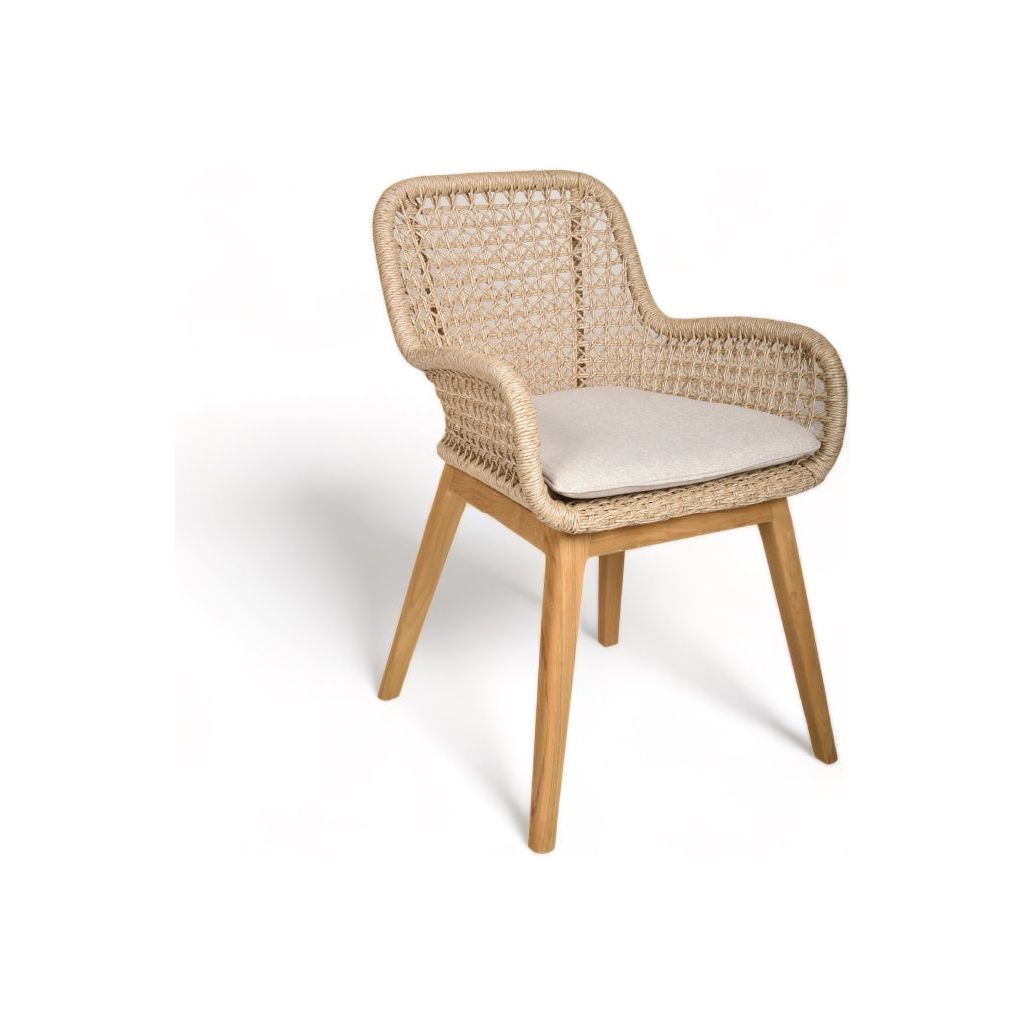 Teak & Rope Arm Dining Chair Broward Design Center