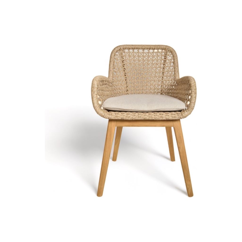 Teak & Rope Arm Dining Chair Broward Design Center
