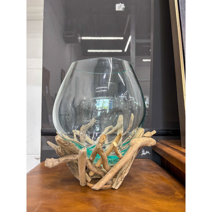 Blown Glass on Driftwood The Broward Design Center